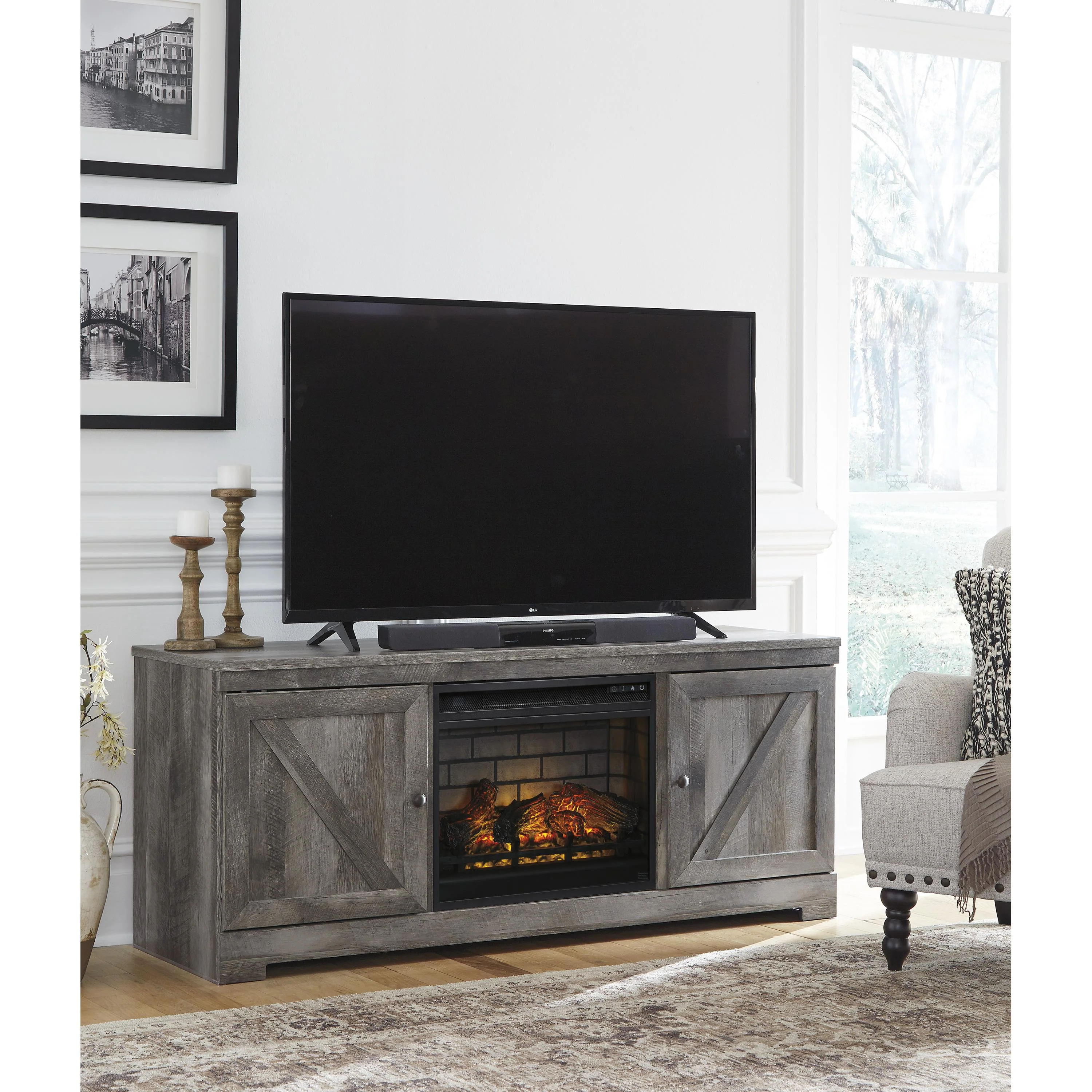Signature Design by Ashley Wynnlow W440W9 63" TV Stand with Electric Fireplace - Image 2