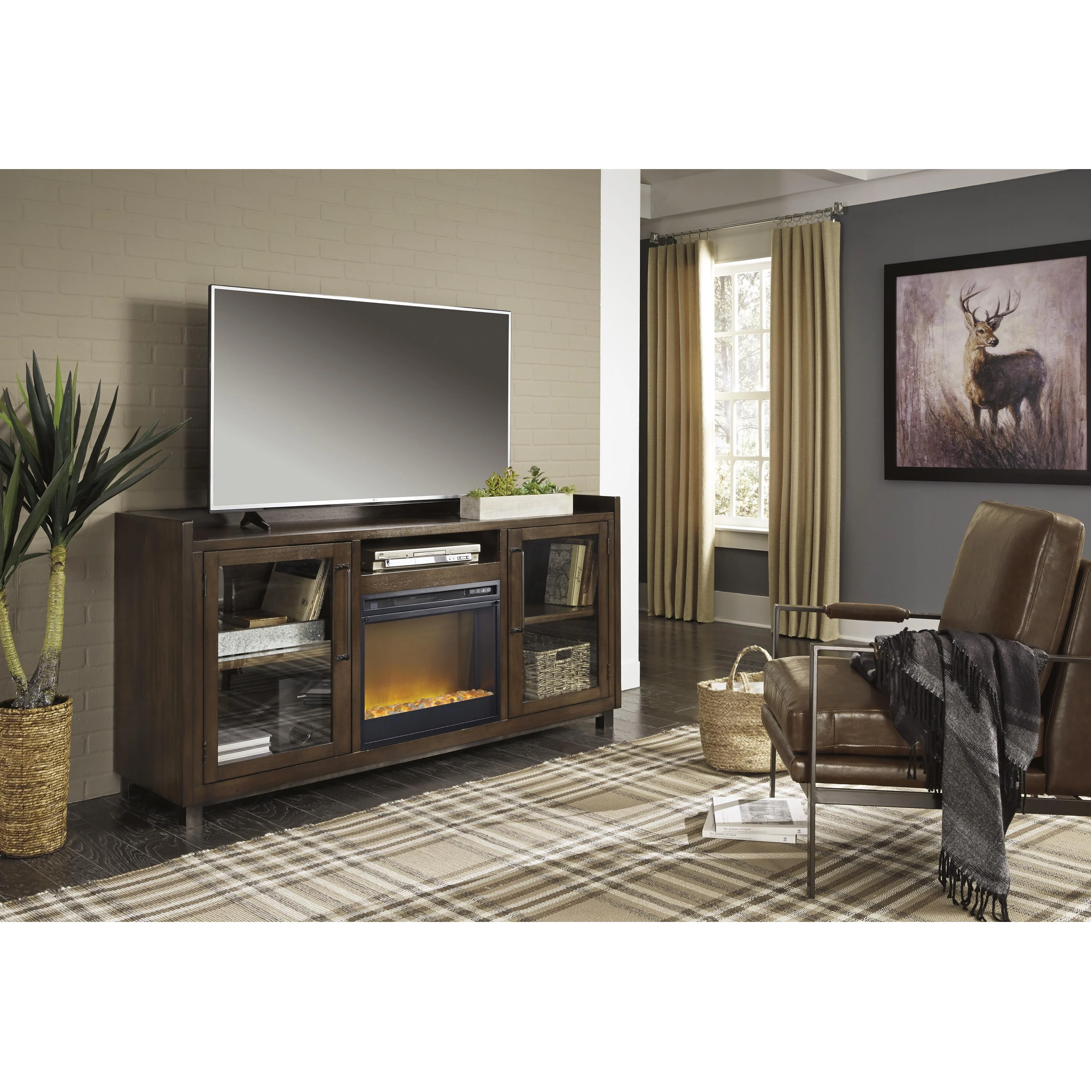 Signature Design by Ashley Starmore W633W4 70" TV Stand with Electric Fireplace - Image 2