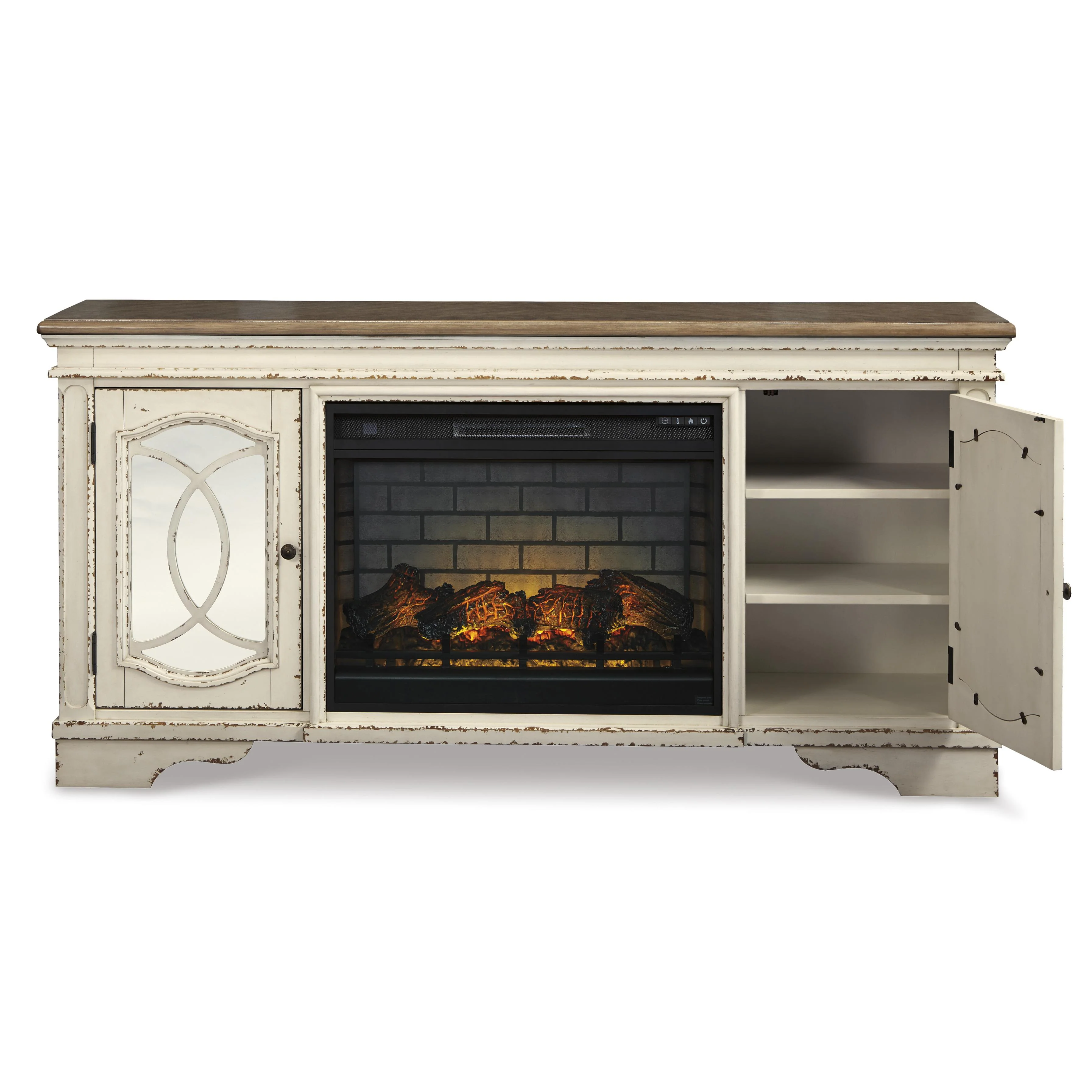 Signature Design by Ashley Realyn W743W2 74" TV Stand with Electric Fireplace - Image 2