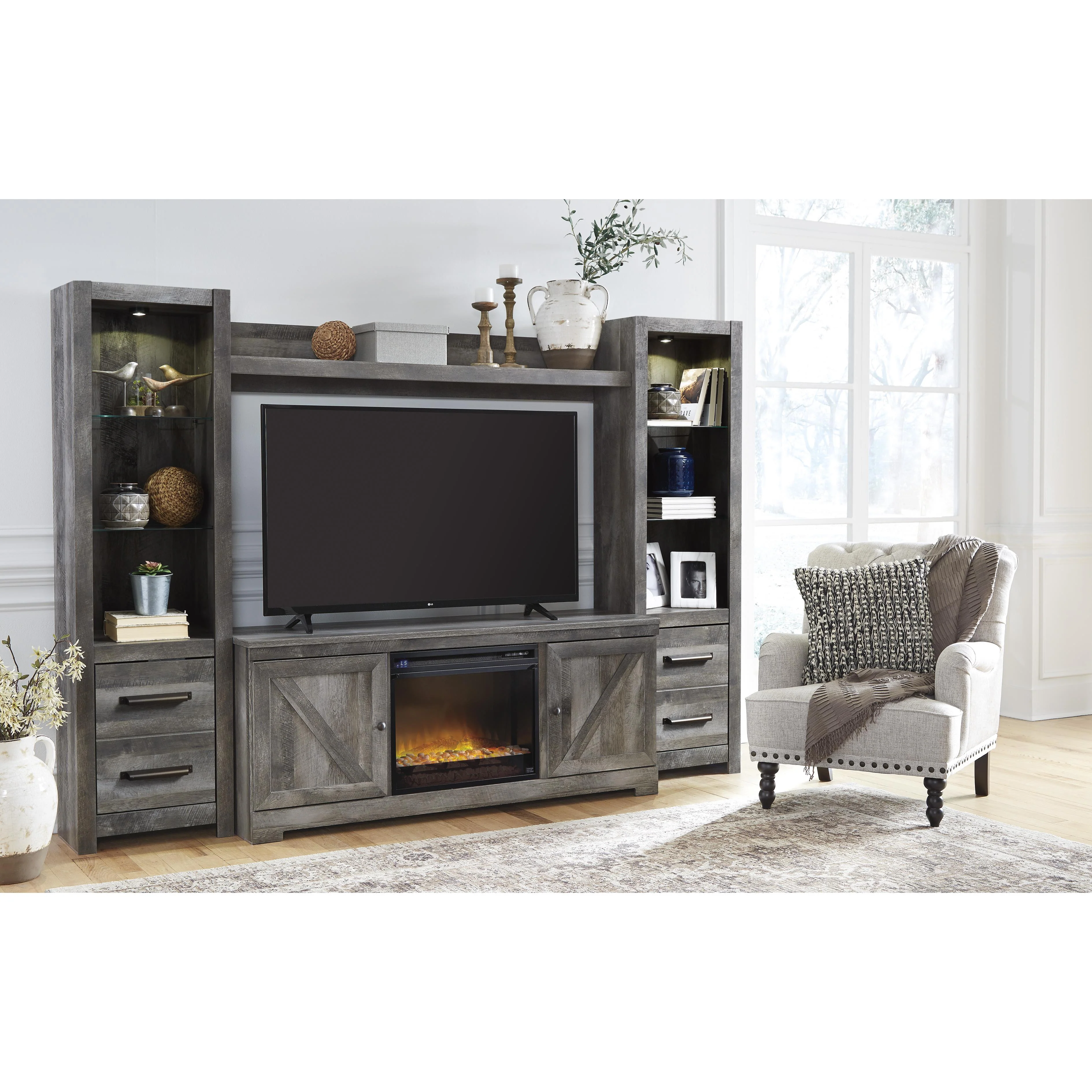 Signature Design by Ashley Wynnlow W440W5 4 pc Entertainment Center with Electric Fireplace - Image 2