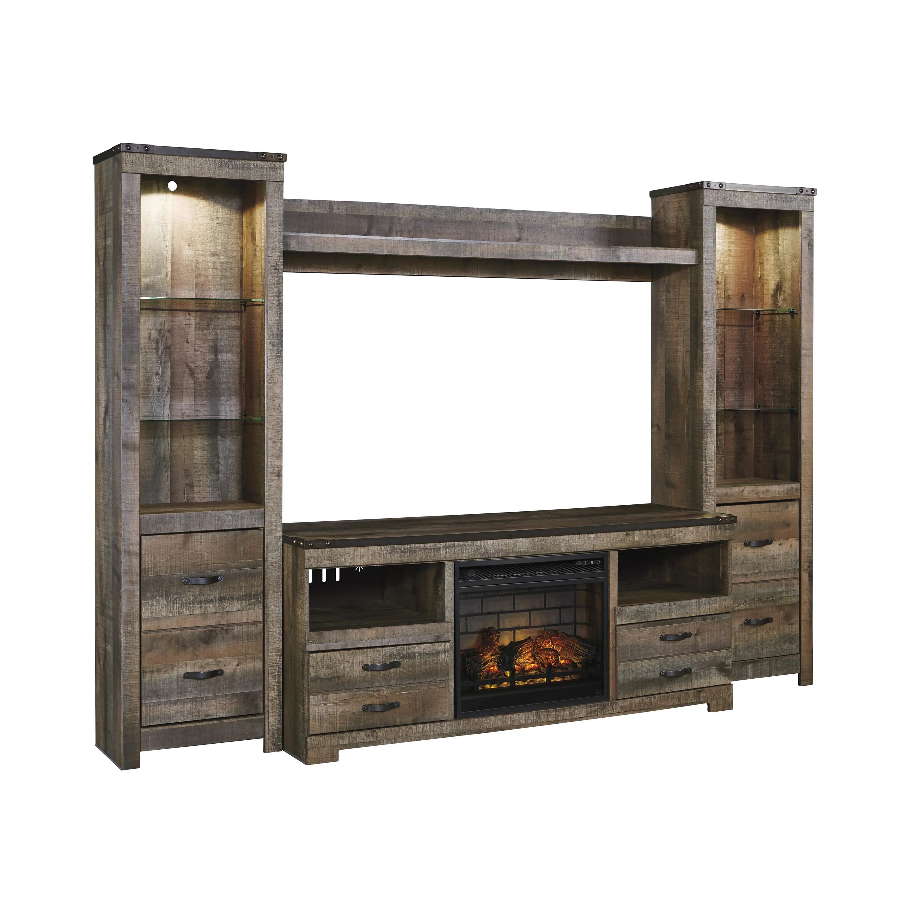 Signature Design by Ashley Trinell W446W8 4 pc Entertainment Center with Electric Fireplace - Image 1