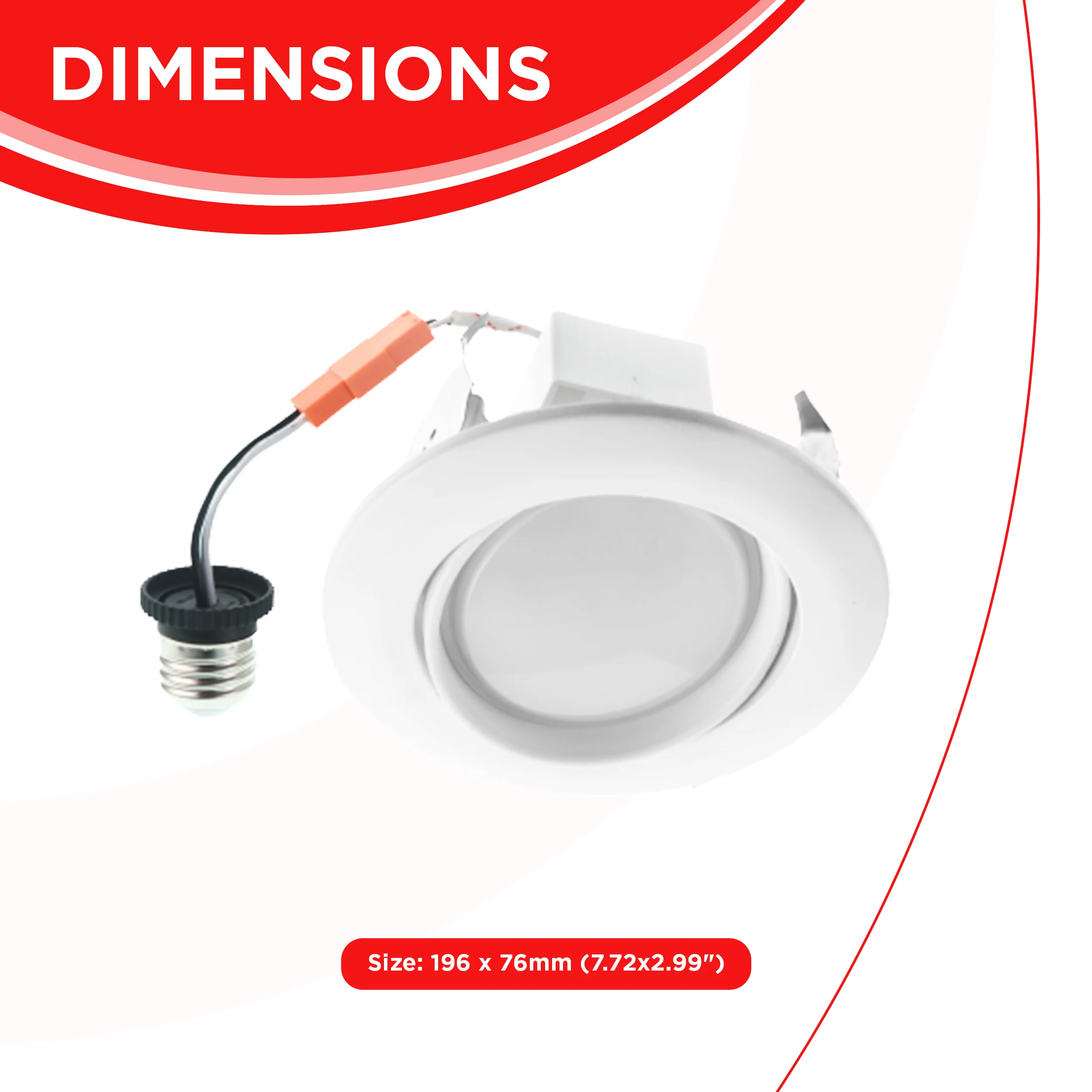 6" 15W Gimbal Retrofit Recessed Downlight - Eyeball Adjustable Spotlight - 1040 lumens - Image 3