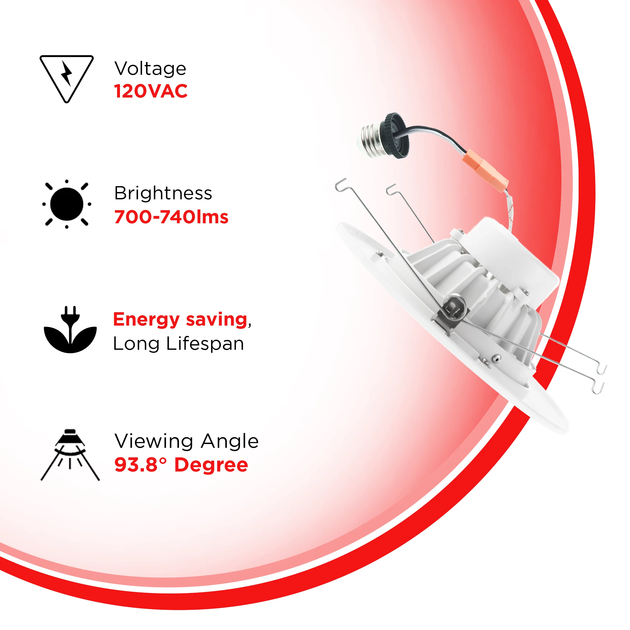 6" 15W Gimbal Retrofit Recessed Downlight - Eyeball Adjustable Spotlight - 1040 lumens - Image 2