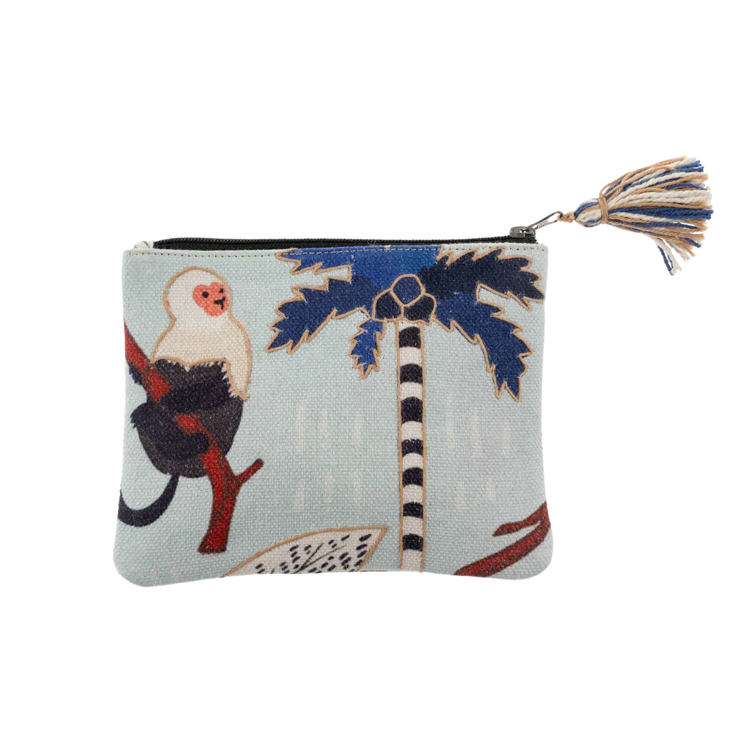Tropical Monkey Embroidered Pouch - Image 3