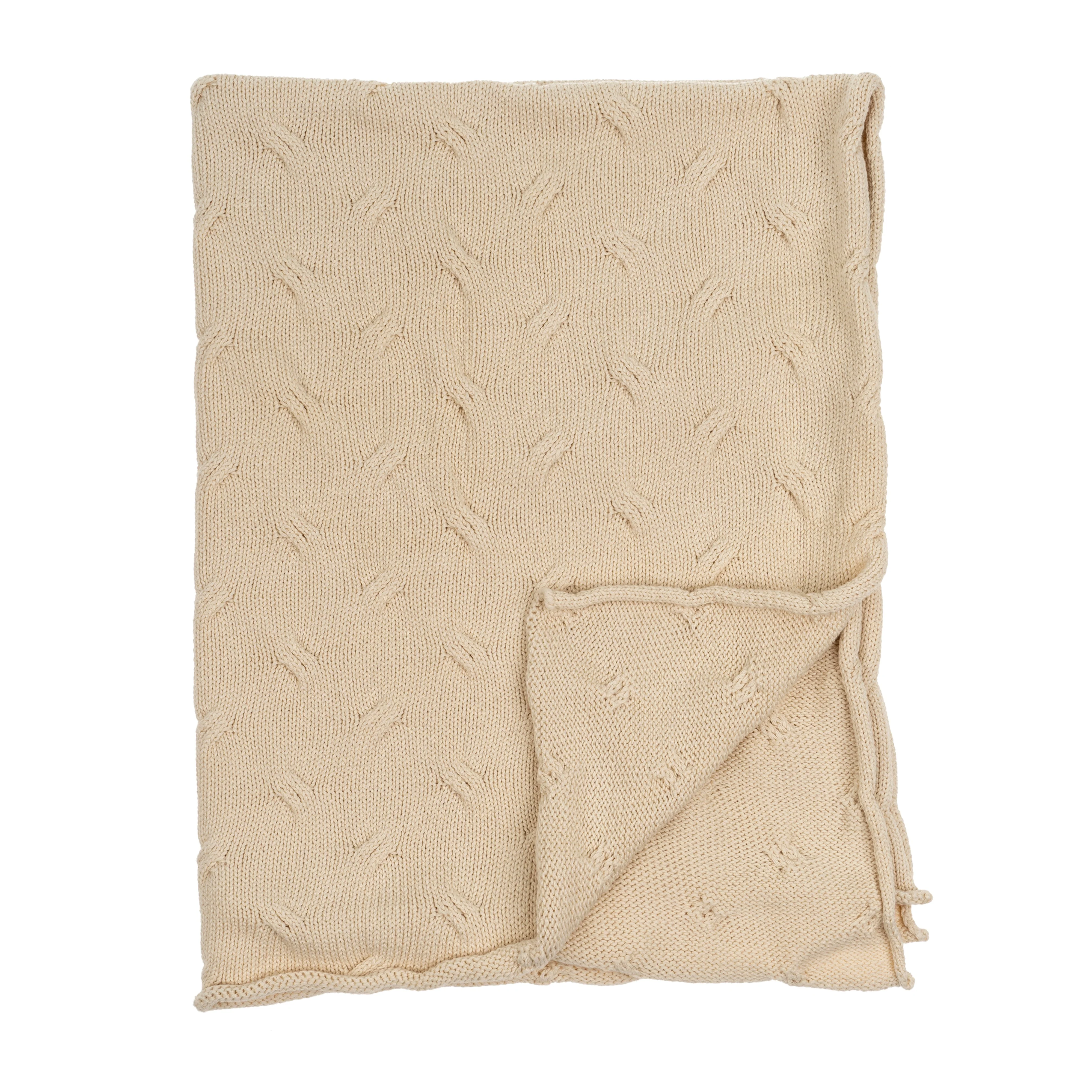 Billie Knit Baby Blanket, Cream - Image 1