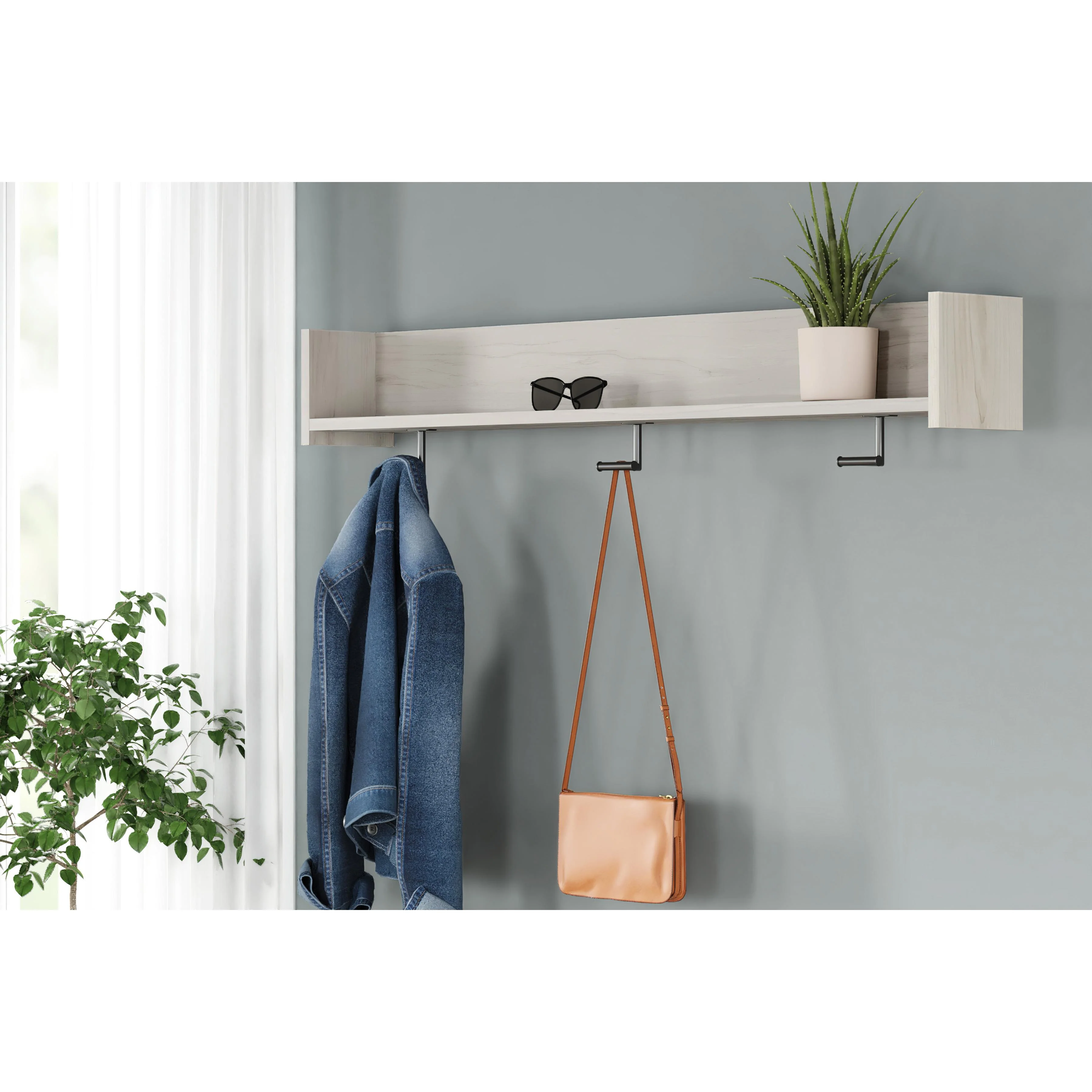 Signature Design by Ashley Socalle EA1864-151 Wall Mounted Coat Rack with Shelf - Image 3