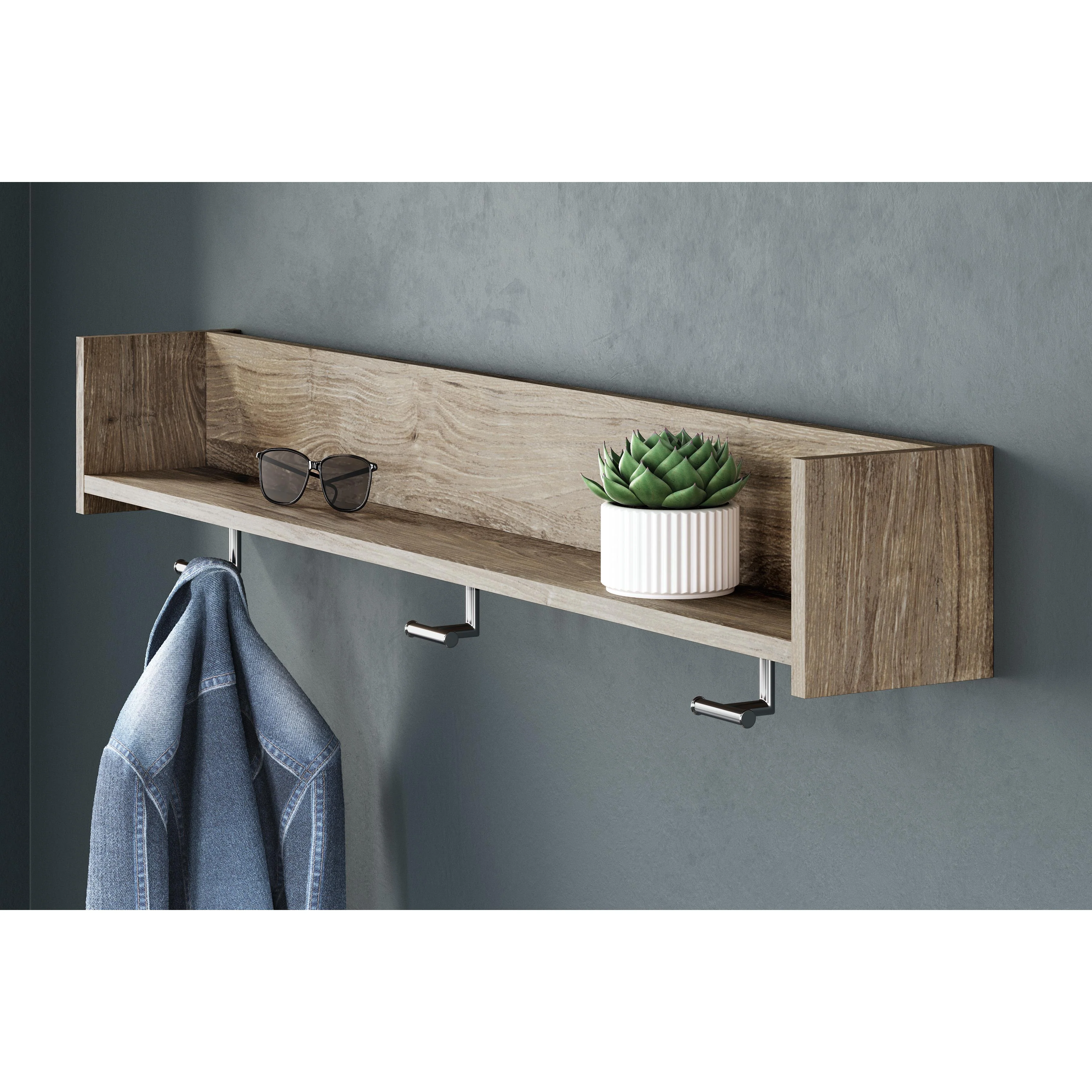 Signature Design by Ashley Oliah EA2270-151 Wall Mounted Coat Rack with Shelf - Image 2