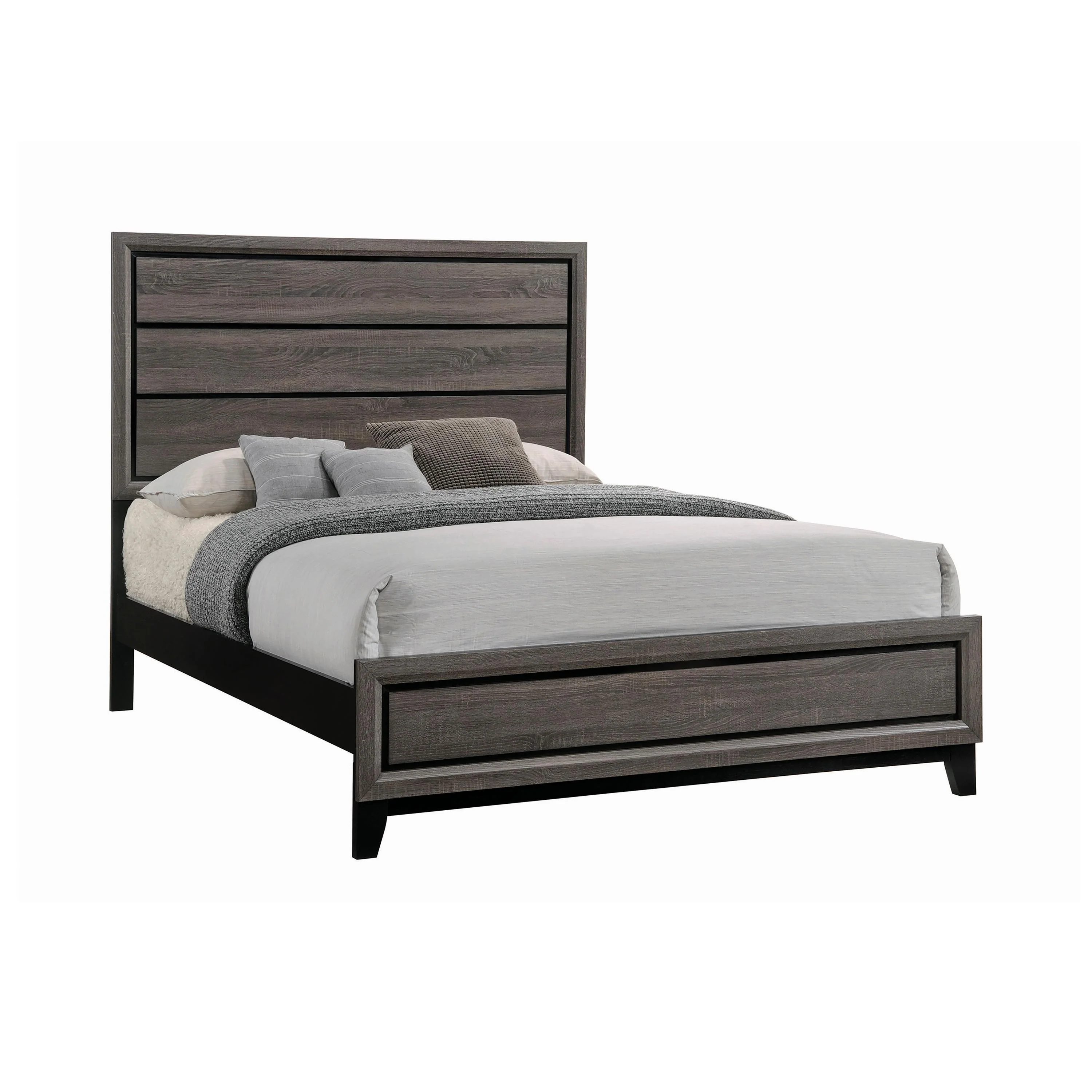 Coaster Furniture Watson 212421KW Wood California King Panel Bed - Grey Oak - Image 1
