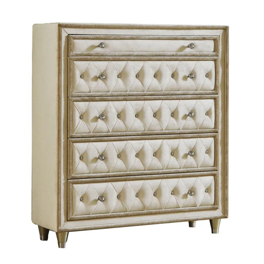 Coaster Furniture Antonella 223525 5-Drawer Bedroom Chest – Ivory and Camel