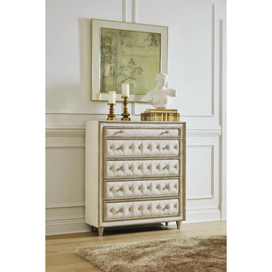 Coaster Furniture Antonella 223525 5-Drawer Bedroom Chest - Ivory and Camel - Image 2