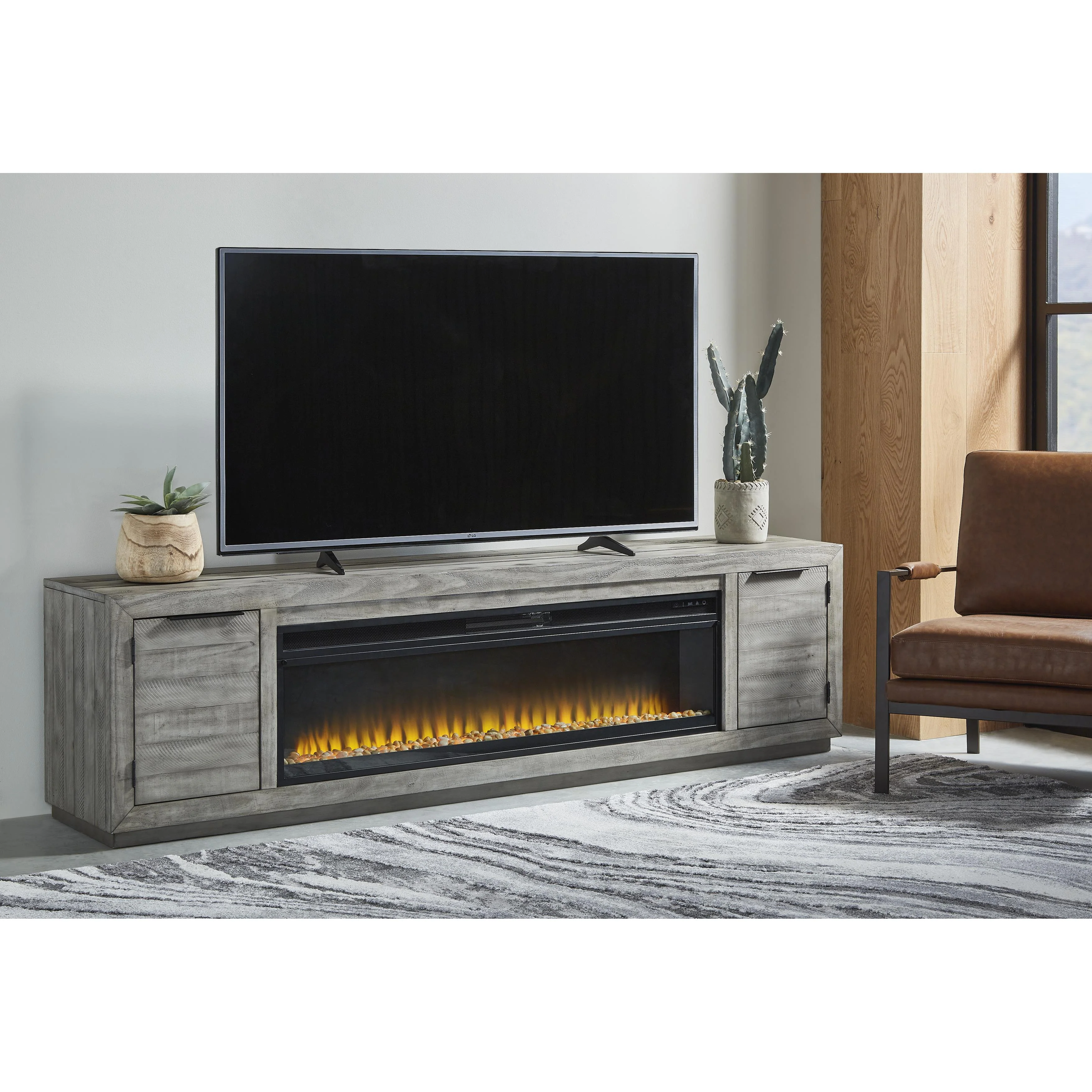 Signature Design by Ashley Naydell W996W1 92" TV Stand with Electric Fireplace - Image 3