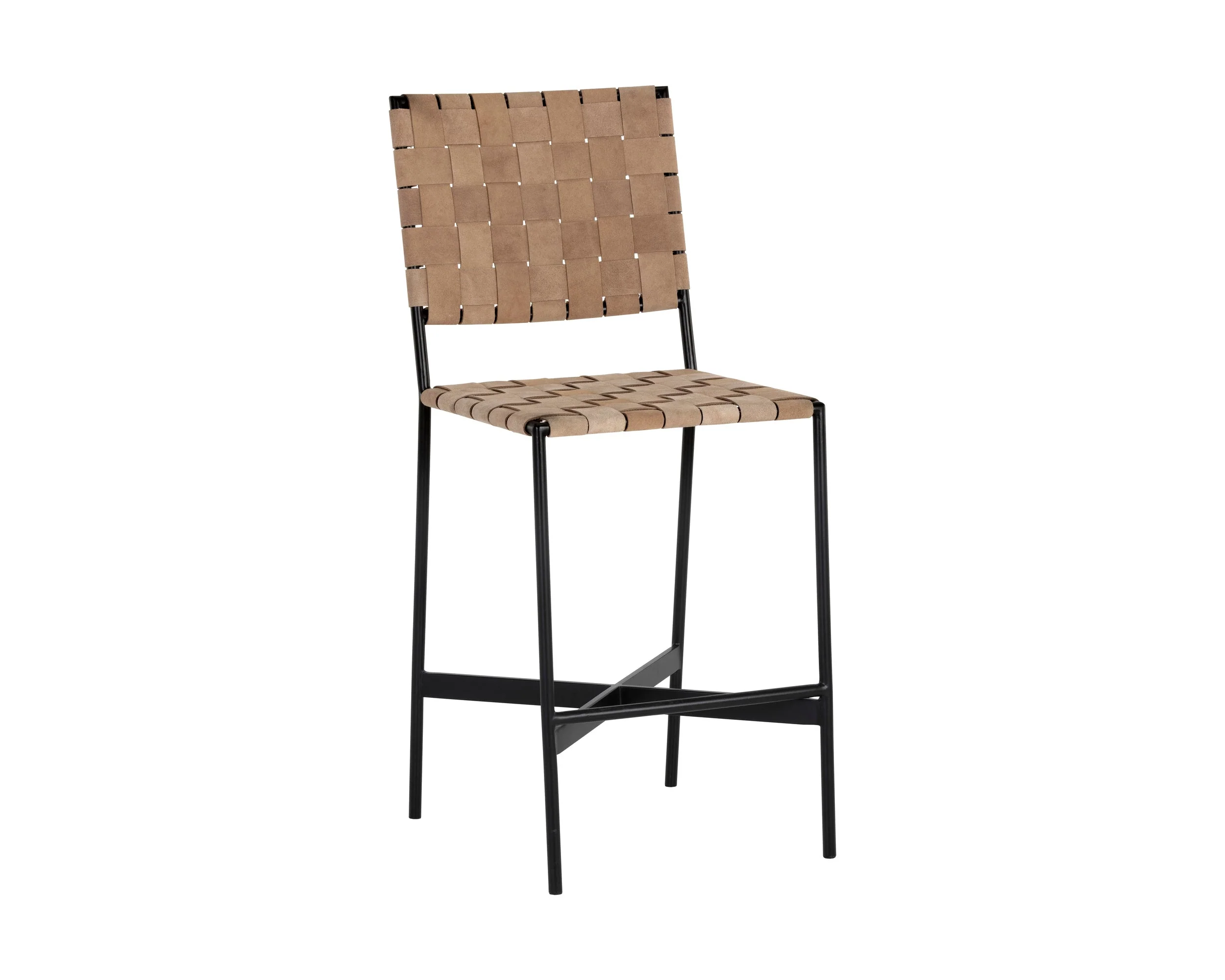 Omari Counter Stool – Suede Light Tan Leather