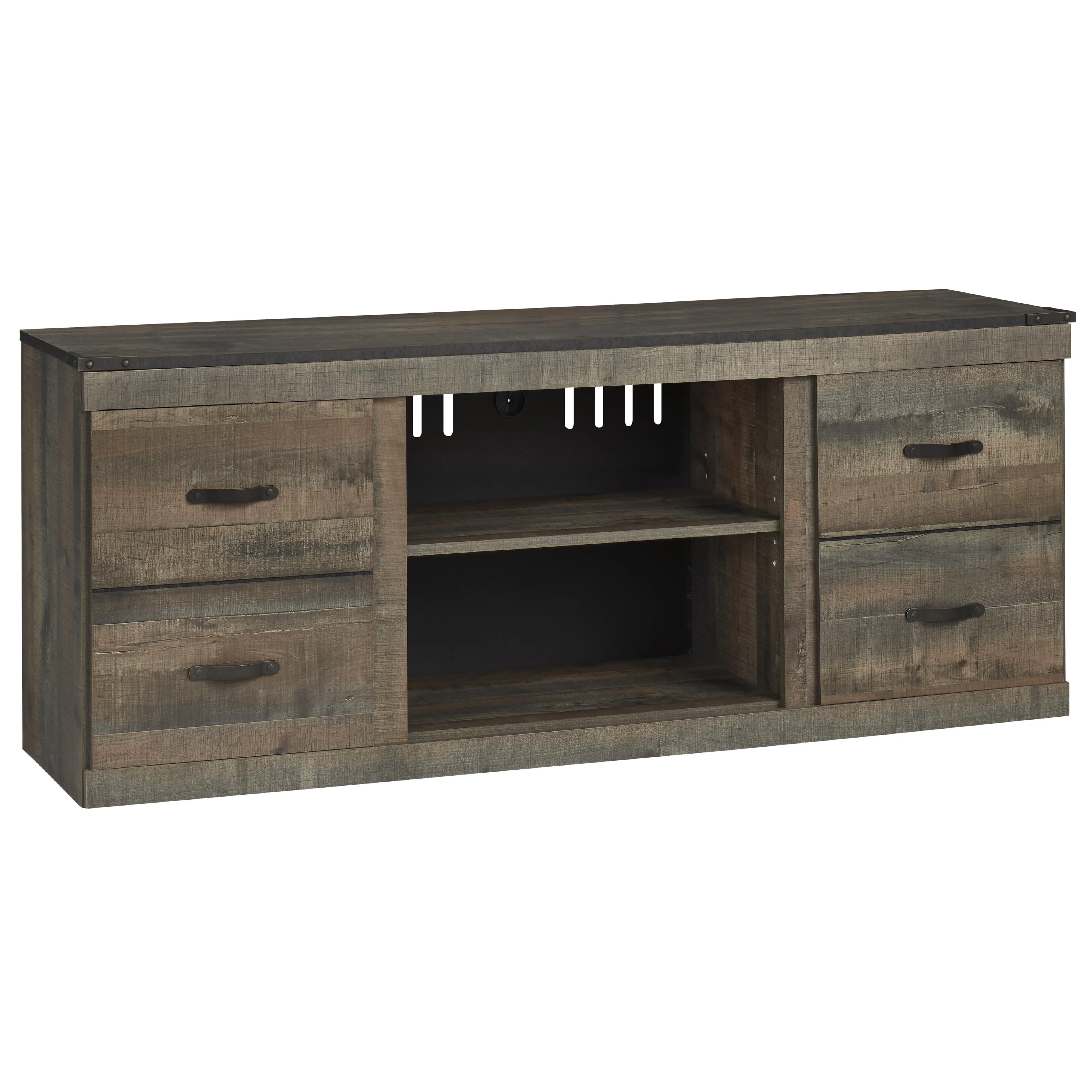 Signature Design by Ashley Trinell EW0446-268 Large TV Stand with Fireplace Option