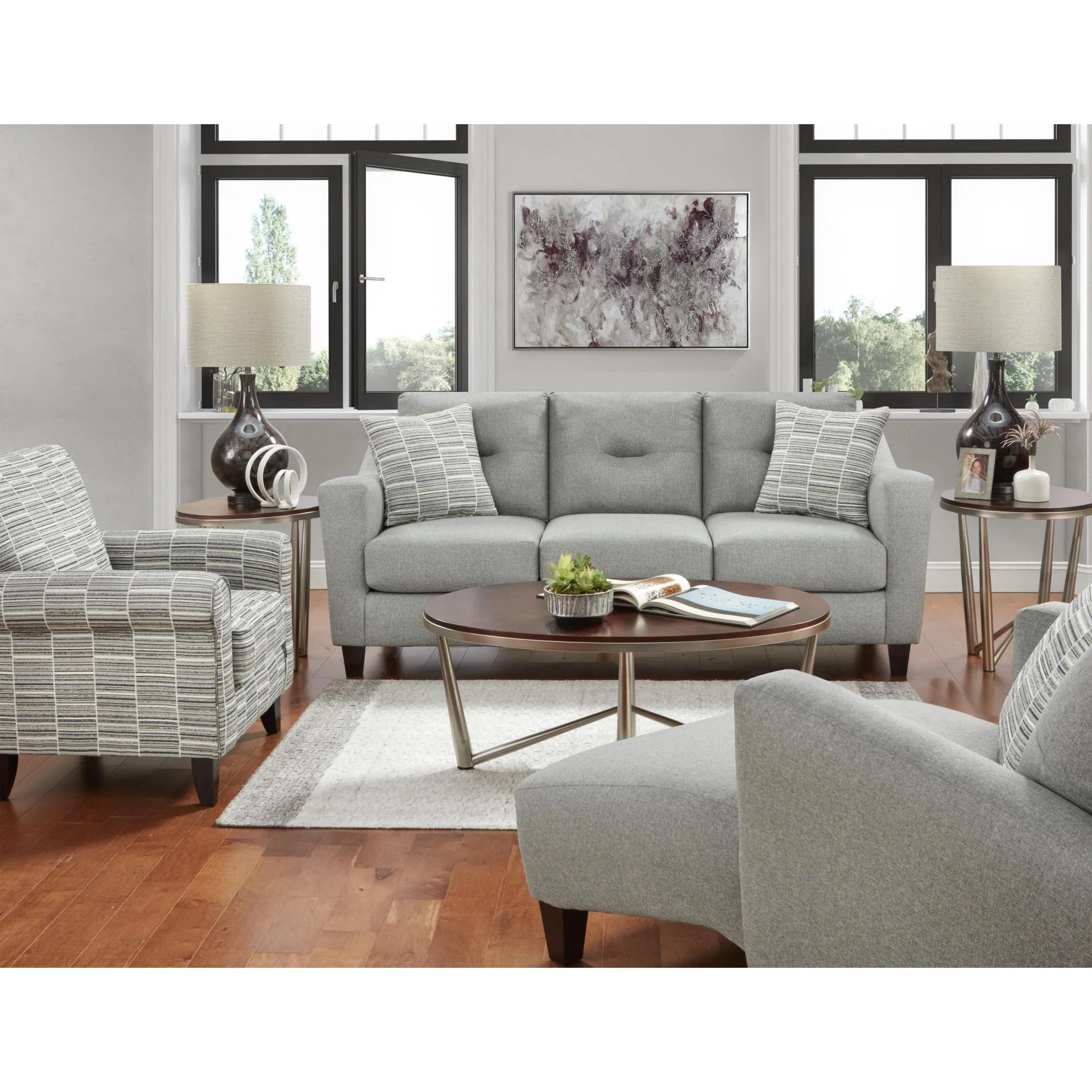Fusion Furniture Stationary Fabric Sofa 8210 TNT CHARCOAL - Image 2