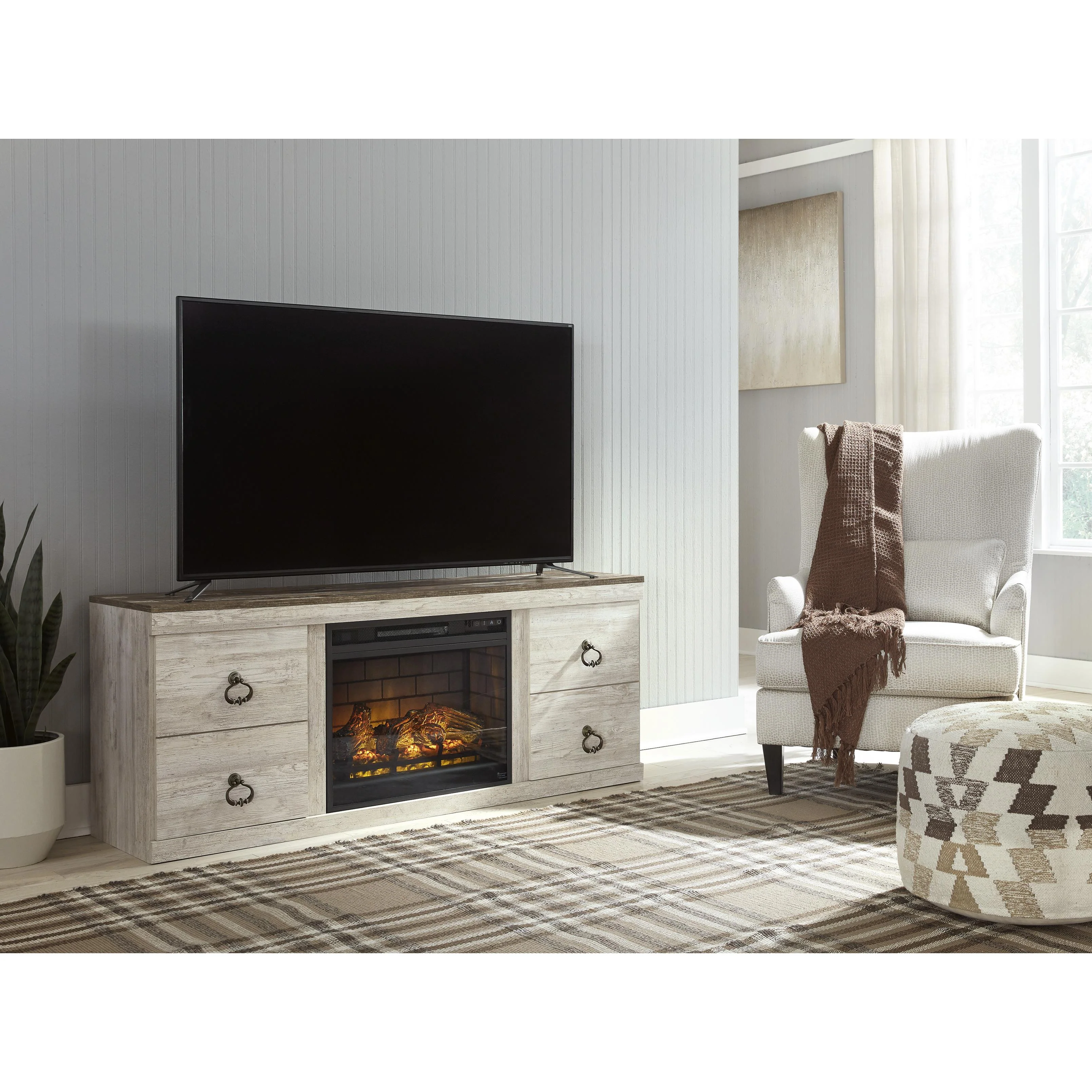 Signature Design by Ashley Willowton EW0267W8 TV Stand with Electric Fireplace - Image 3