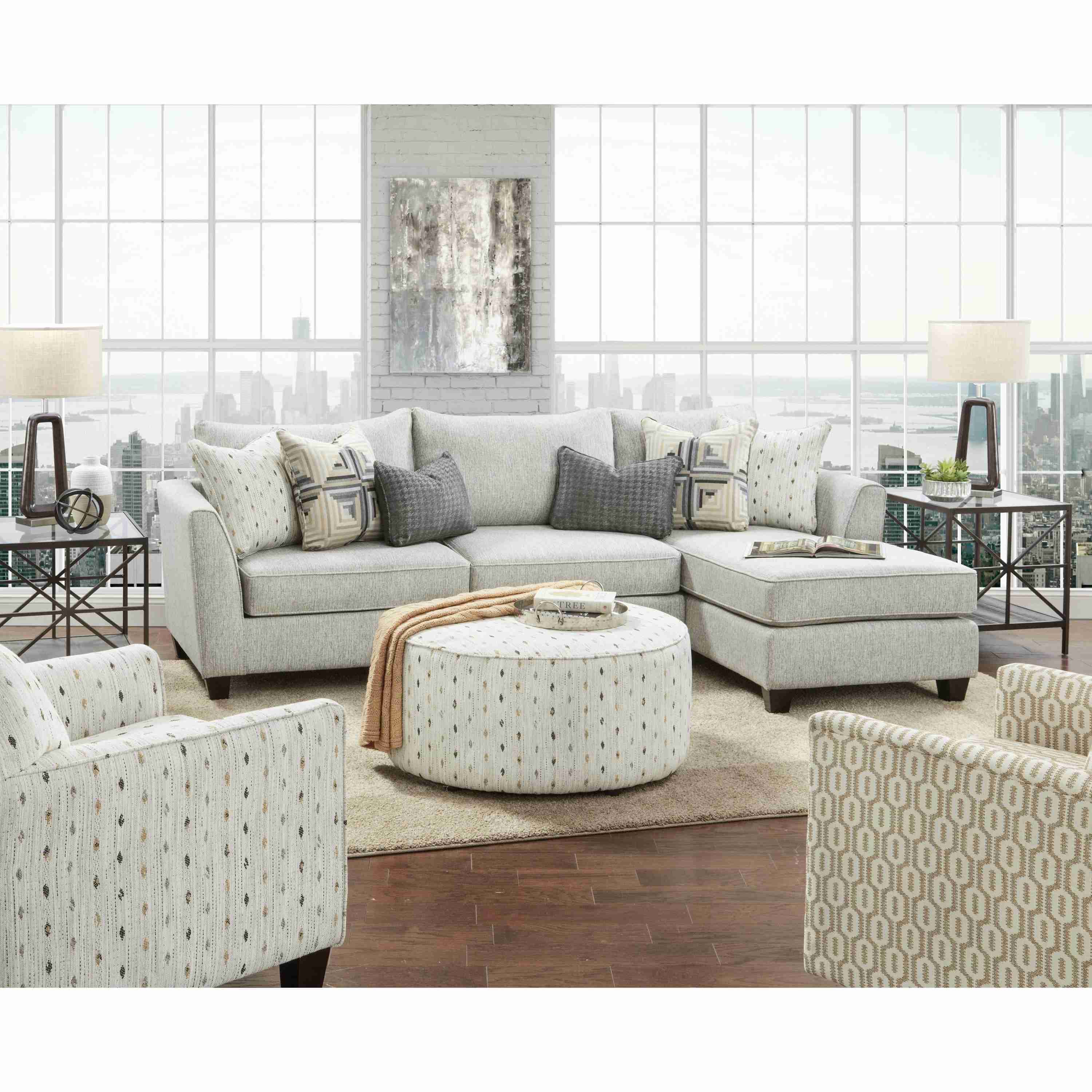 Fusion Furniture Fabric 2 pc Sectional 28-21L PALM BEACH IRON/28-26R PALM BEACH IRON - Image 2