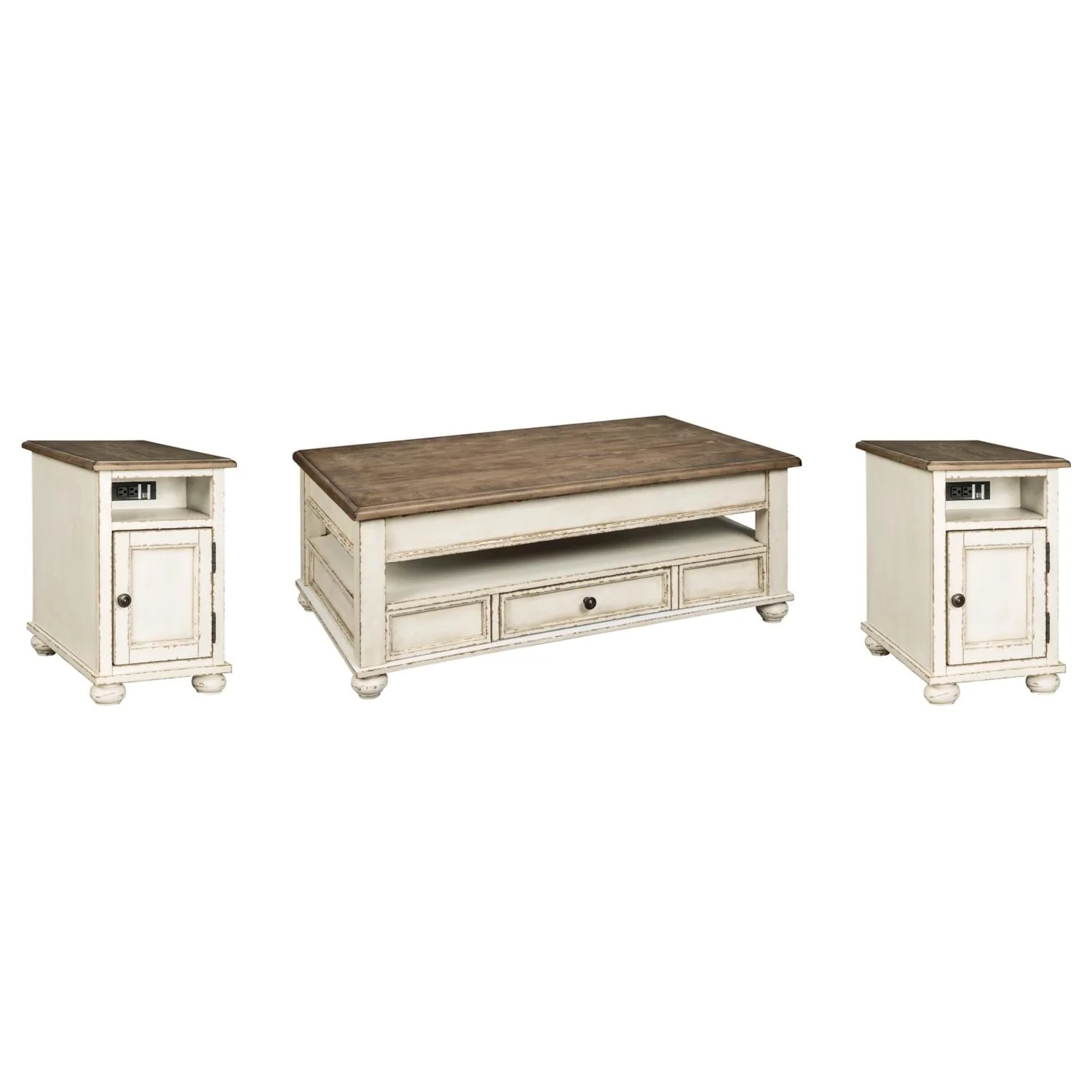 Signature Design by Ashley Realyn T523T1 Coffee Table and 2 Chairside End Tables - Image 1