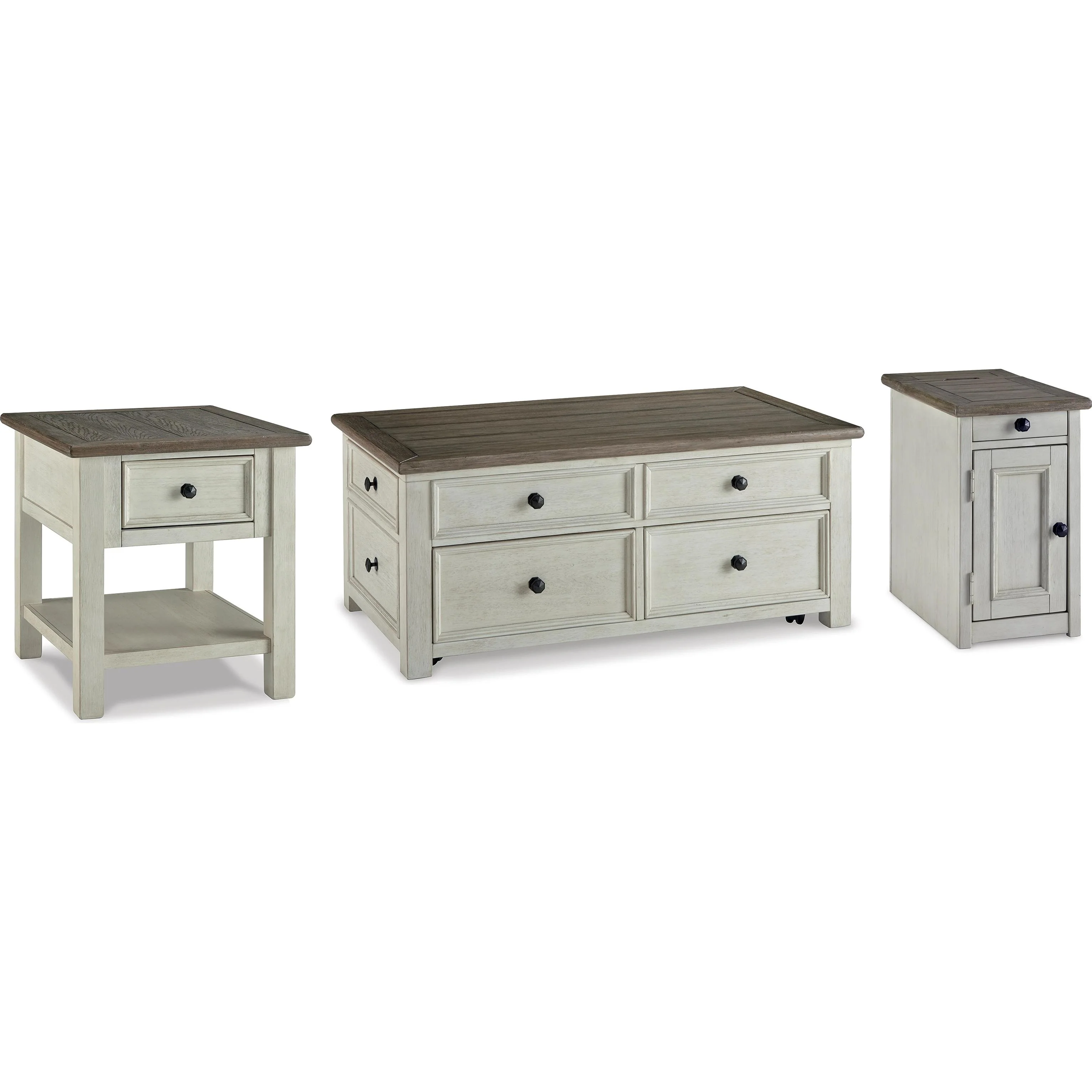 Signature Design by Ashley Bolanburg T637T1 Coffee Table with End Table and Chairside End Table - Image 1