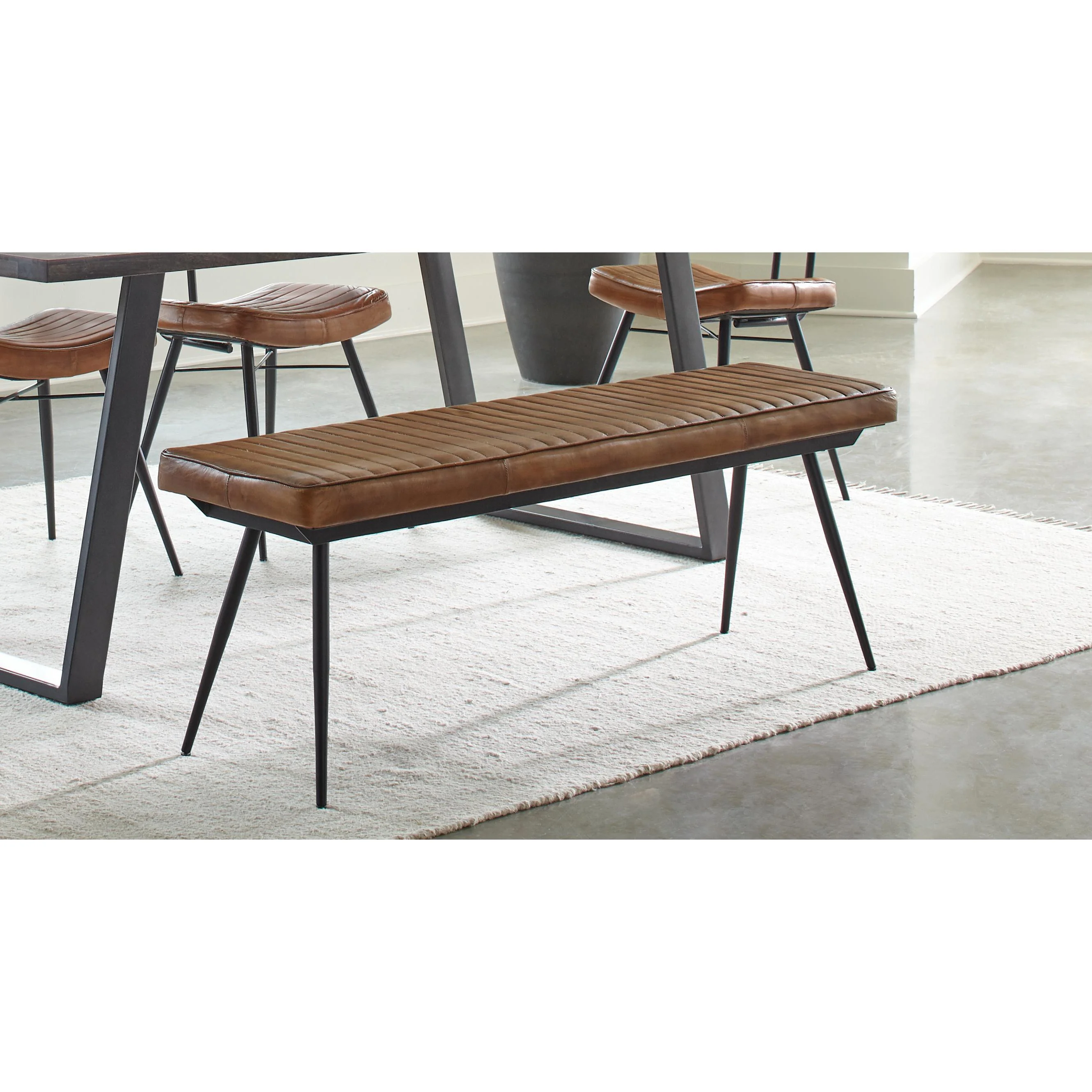 Coaster Furniture Misty 110643 Leather Upholstered Dining Bench - Antique Camel - Image 2