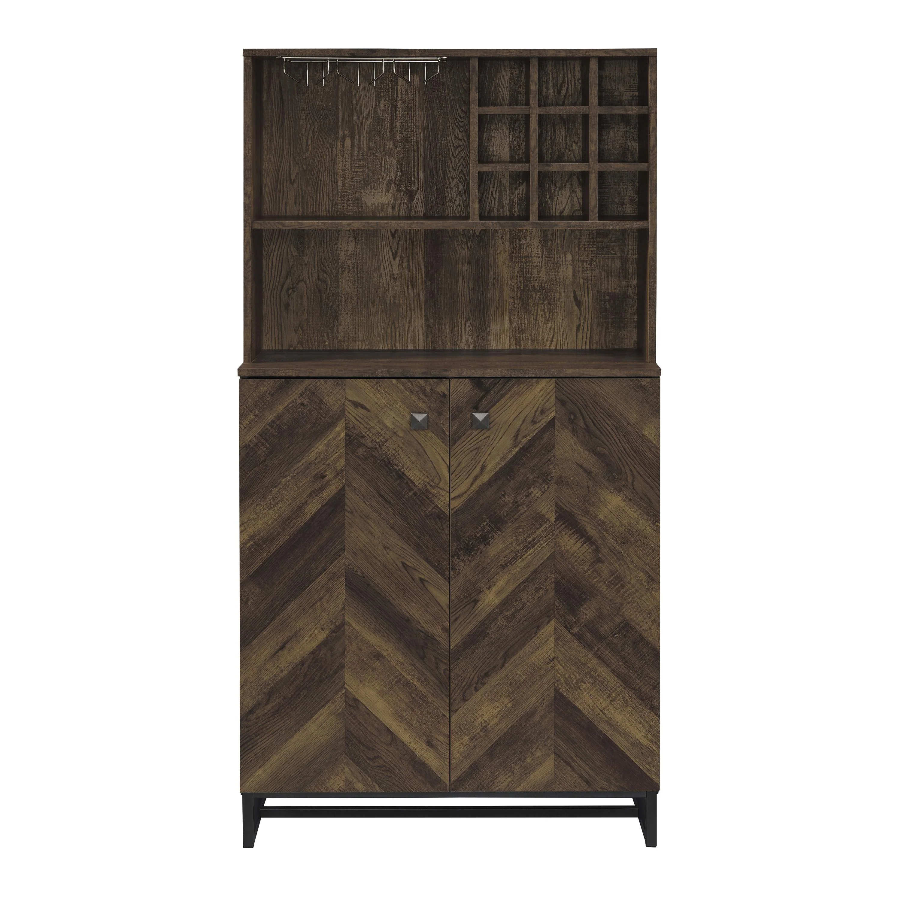 Coaster Furniture Mendoza 182082 2-door Home Bar Cabinet Wine Storage - Rustic Oak - Image 3