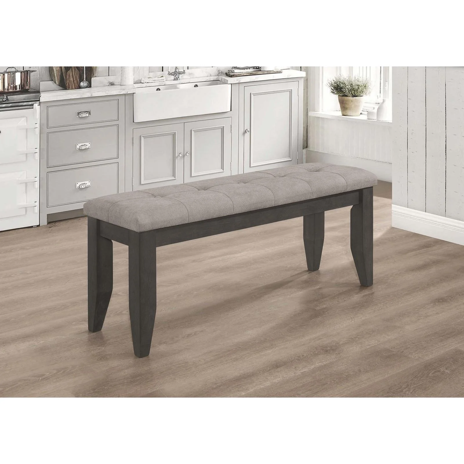 Coaster Furniture Dalila 102723GRY Fabric Upholstered Wood Dining Bench - Dark Grey - Image 2