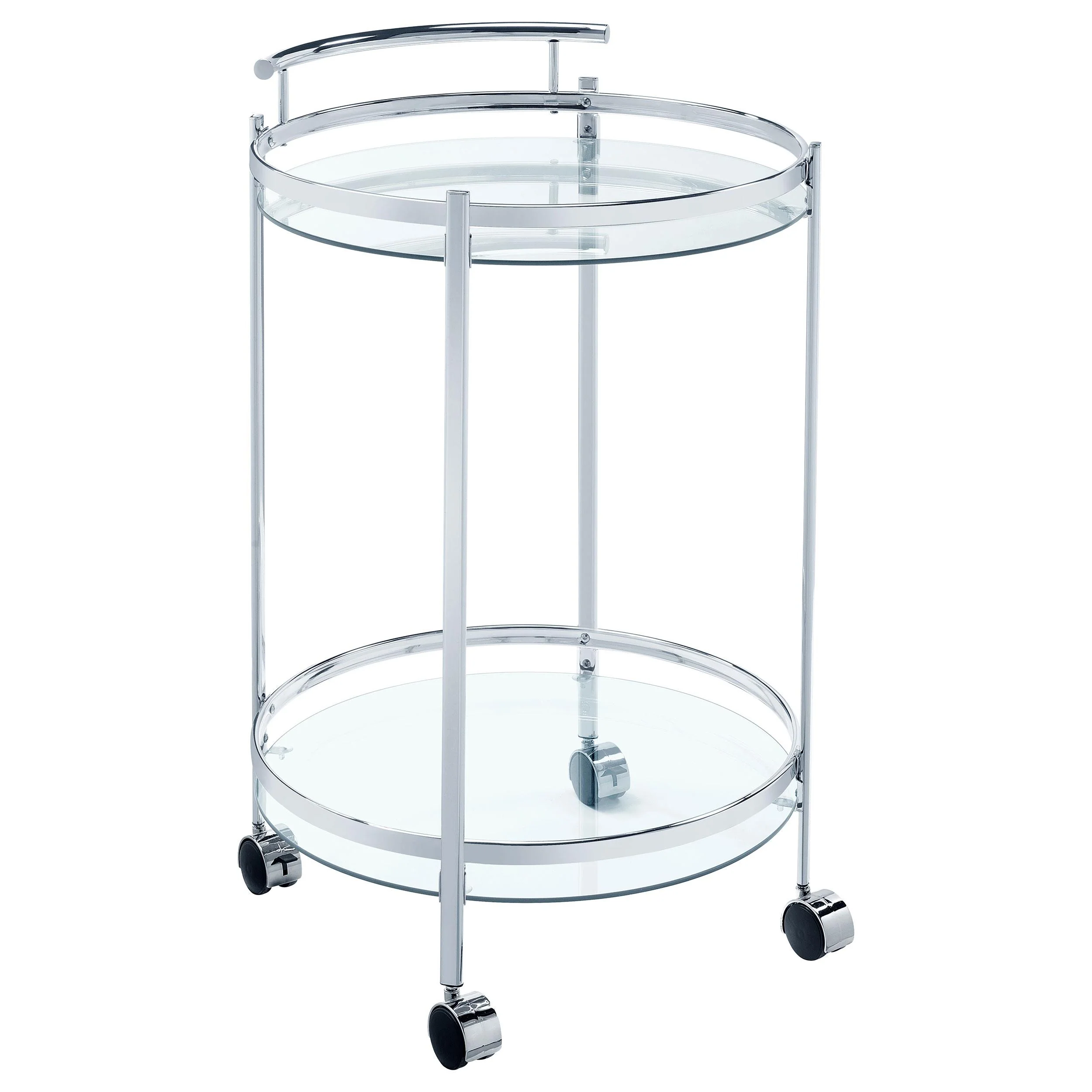 Coaster Furniture Chrissy 181367 Round Glass Shelf Metal Bar Cart - Chrome - Image 1