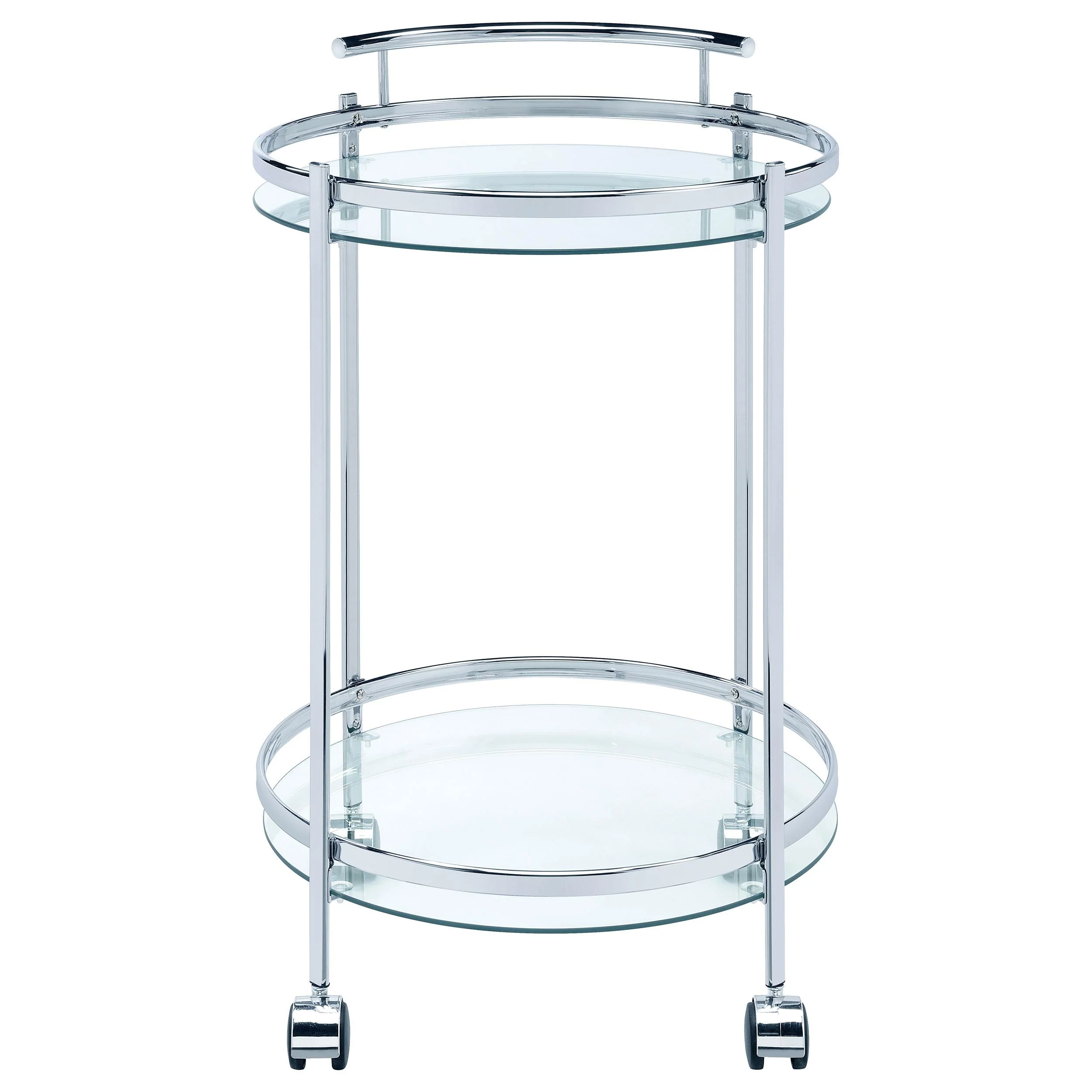 Coaster Furniture Chrissy 181367 Round Glass Shelf Metal Bar Cart - Chrome - Image 2