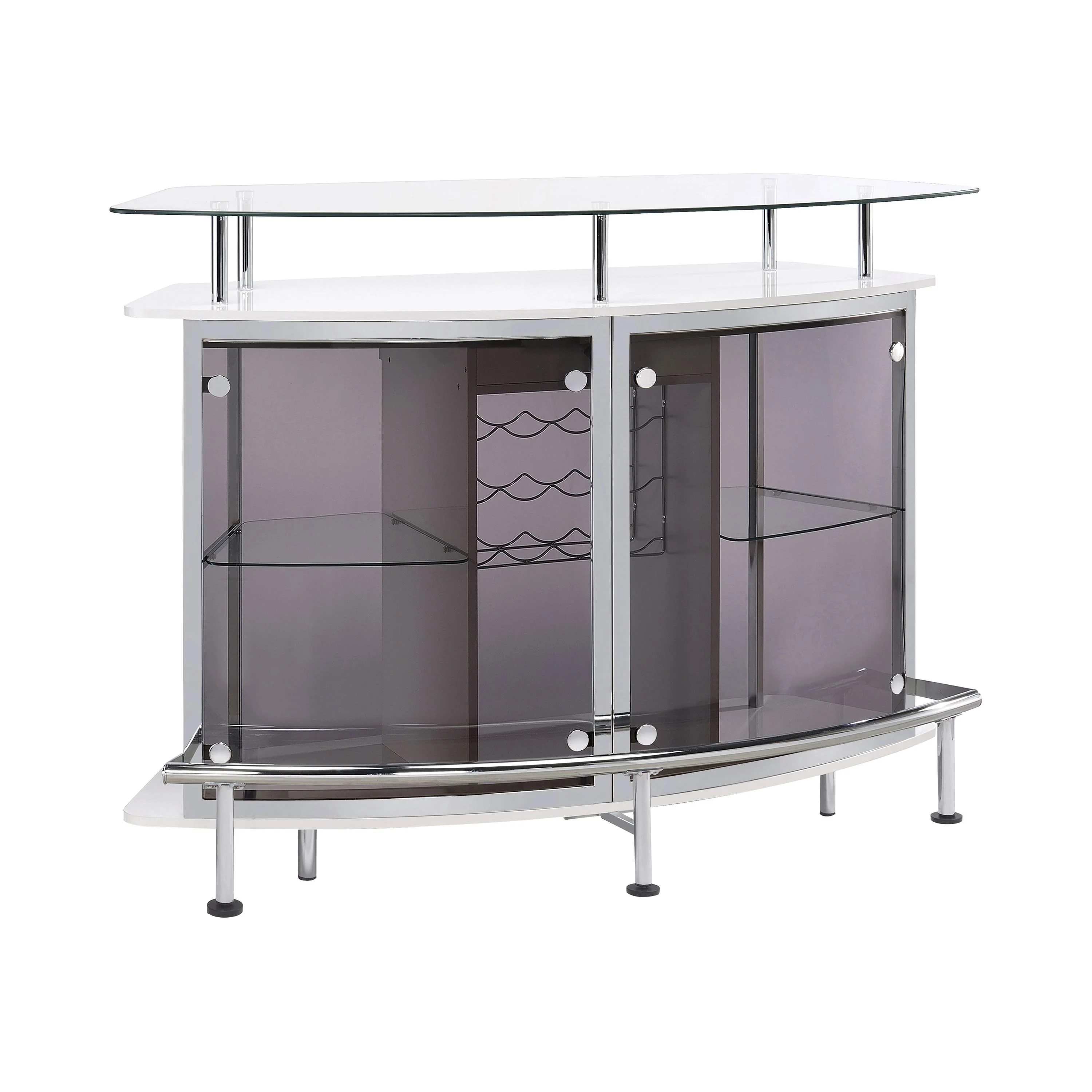 Coaster Furniture Gideon 182235 Curved Glass Top Home Bar Cabinet – White High Gloss