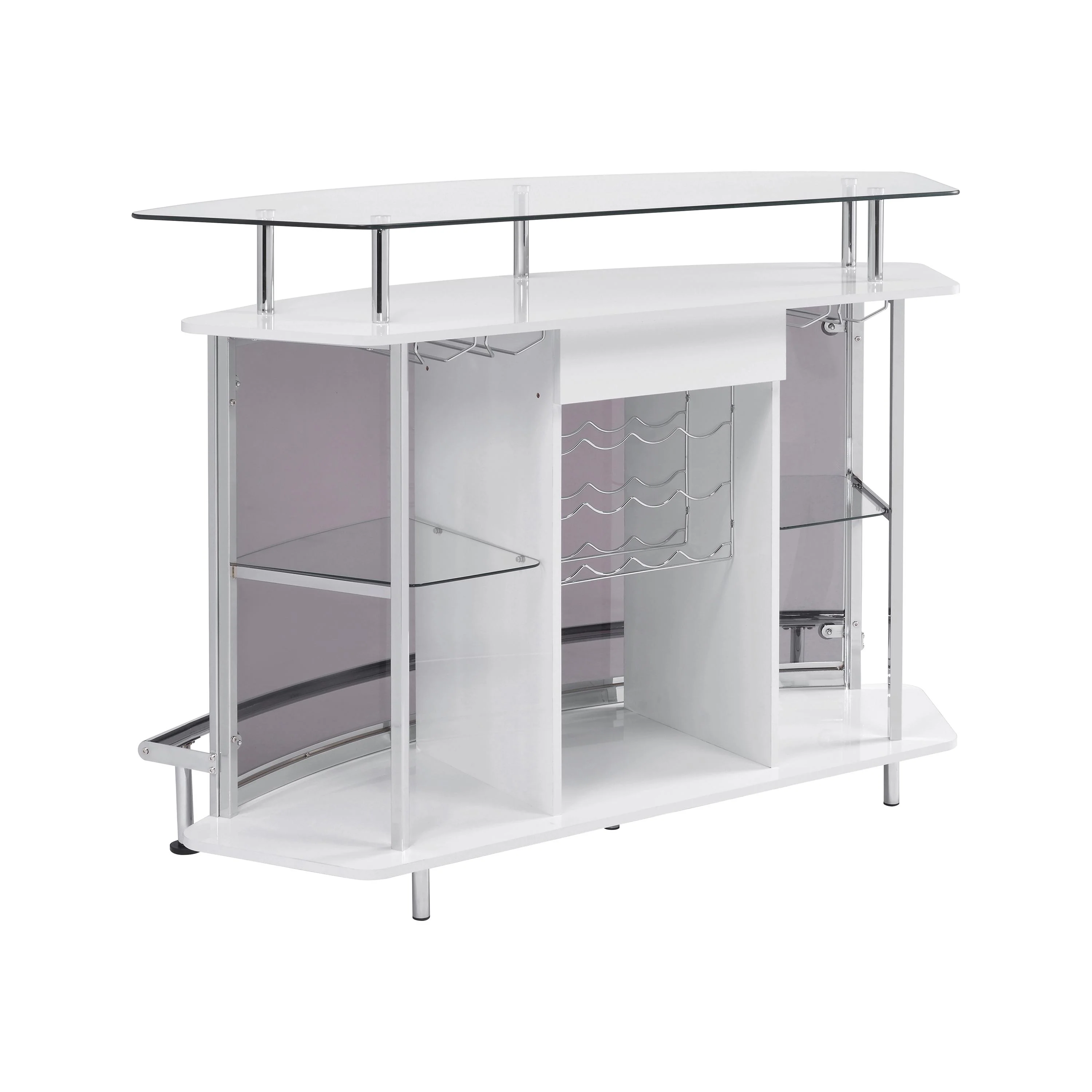 Coaster Furniture Gideon 182235 Curved Glass Top Home Bar Cabinet - White High Gloss - Image 2