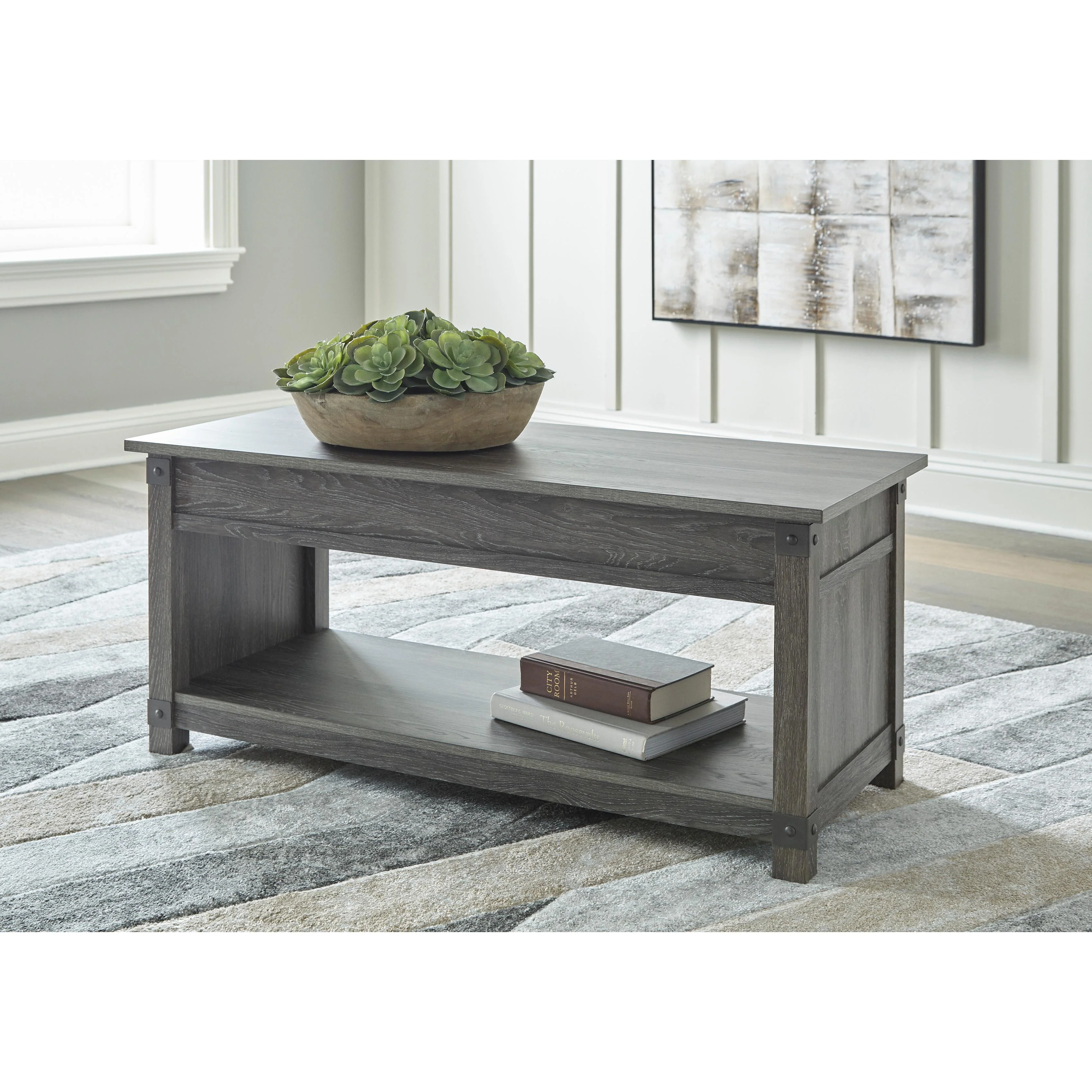 Signature Design by Ashley Freedan T175T2 Lift-top Coffee Table, 2 End Tables and Console - Image 2