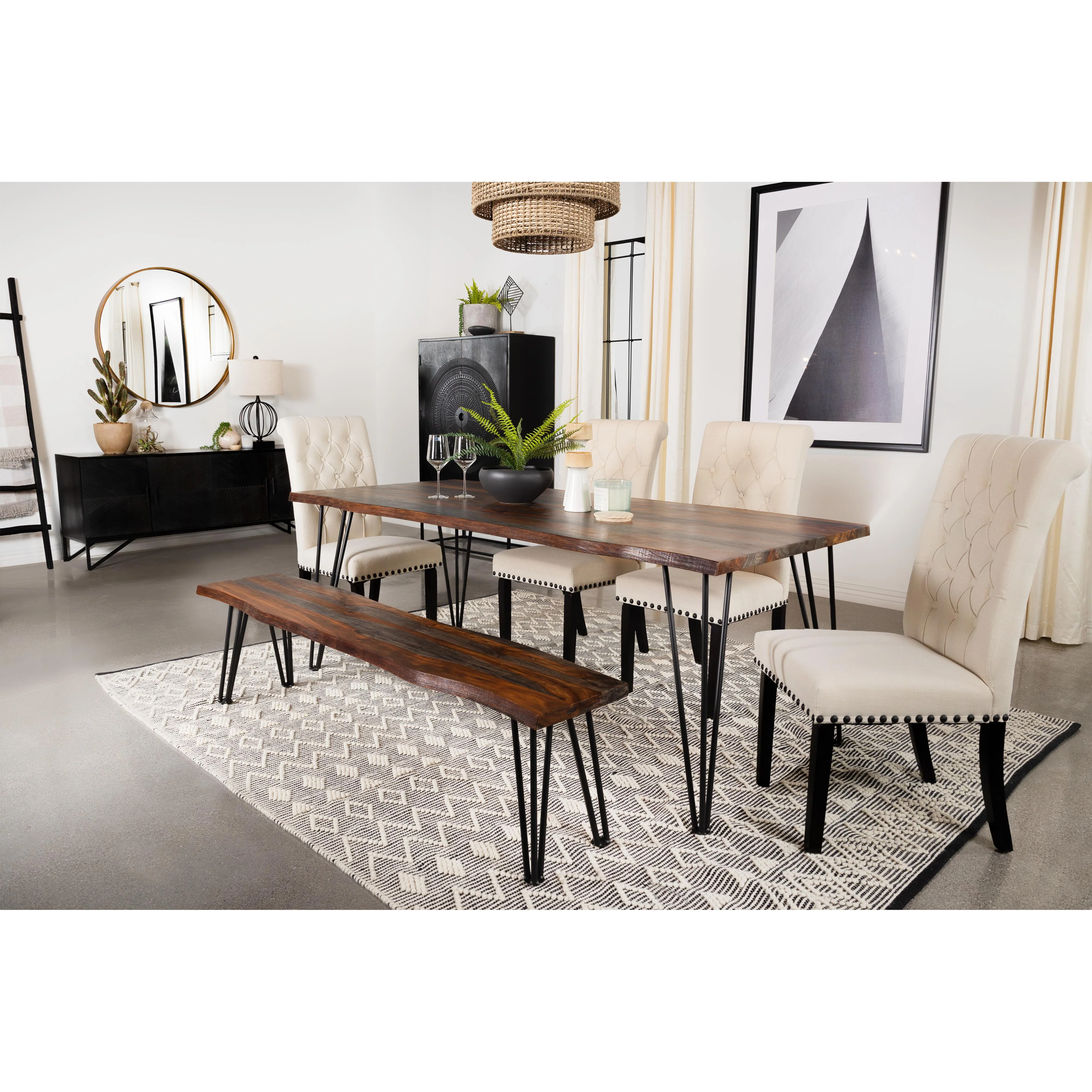 Coaster Furniture Neve 193861 80-inch Live Edge Dining Table - Grey Sheesham - Image 2