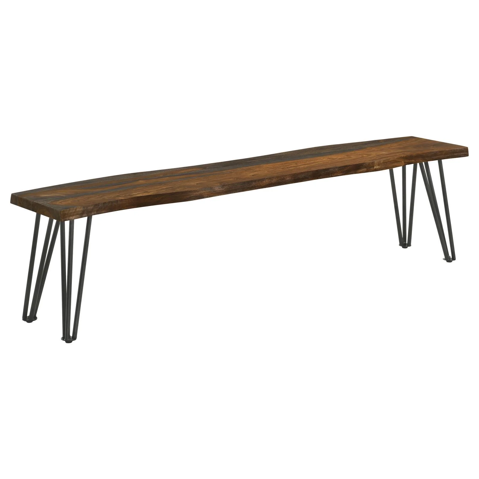 Coaster Furniture Neve 193863 Live Edge Wood Dining Bench Hairpin Legs - Grey Sheesham - Image 1