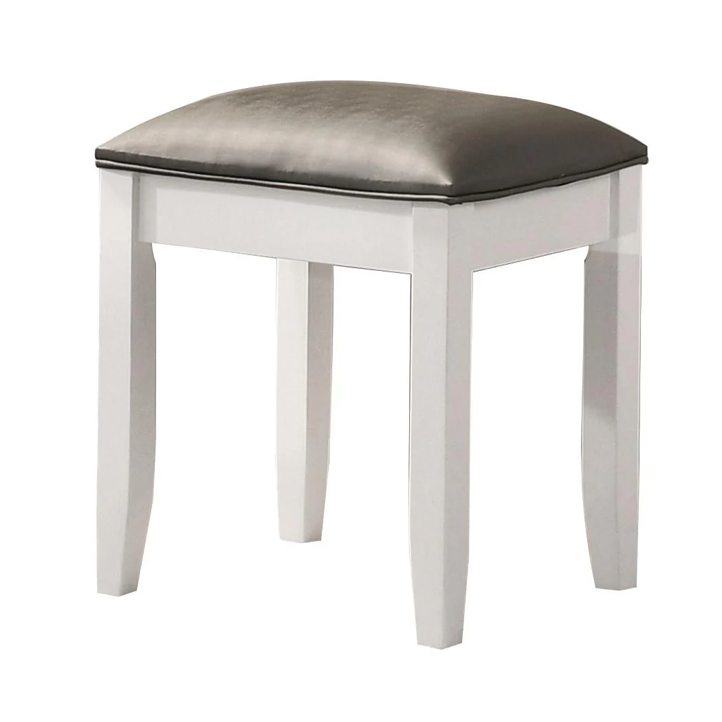 Coaster Furniture Felicity 203507STL Upholstered Vanity Stool - Metallic and Glossy White - Image 1