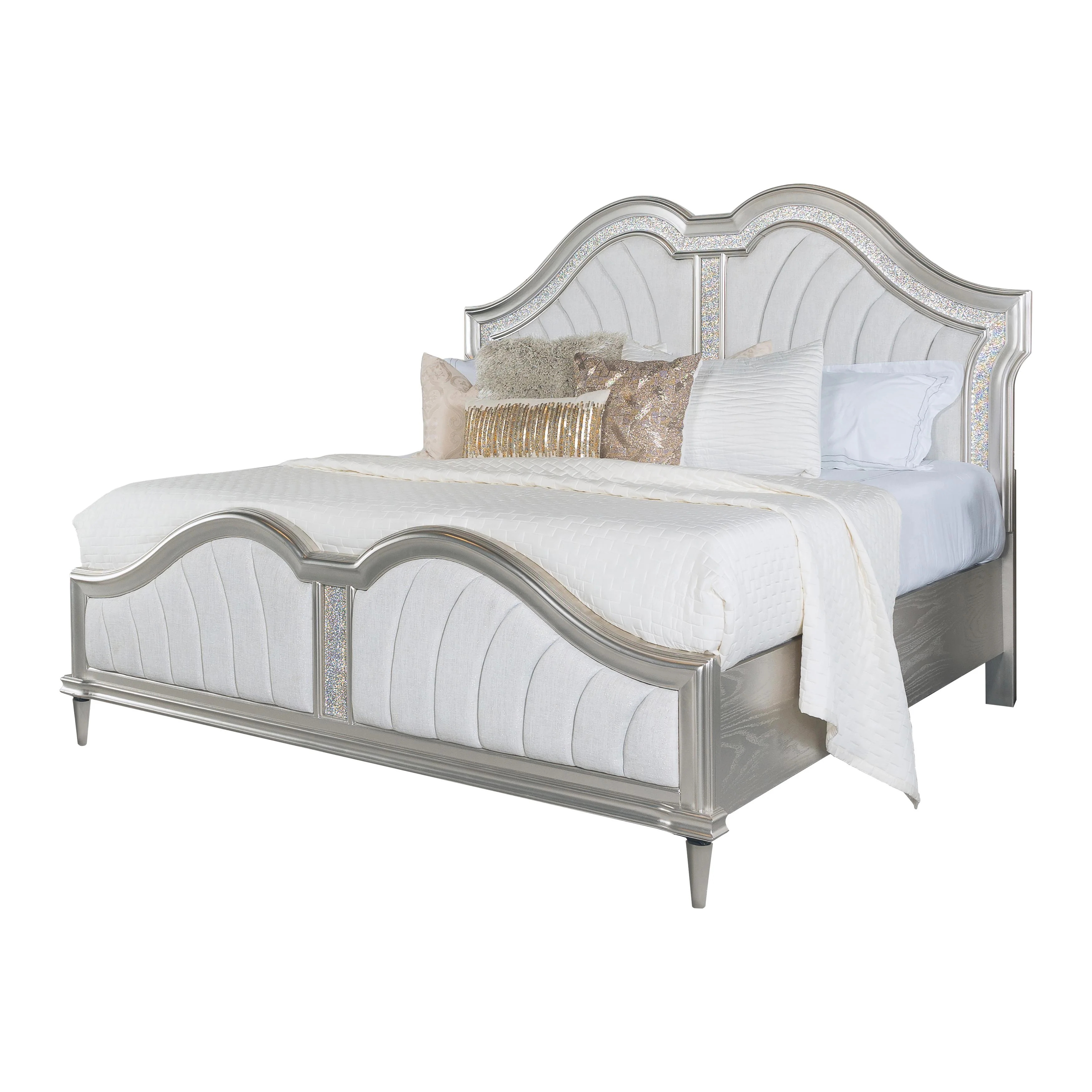 Coaster Furniture Evangeline 223391Q Wood Queen LED Panel Bed - Silver Oak - Image 1