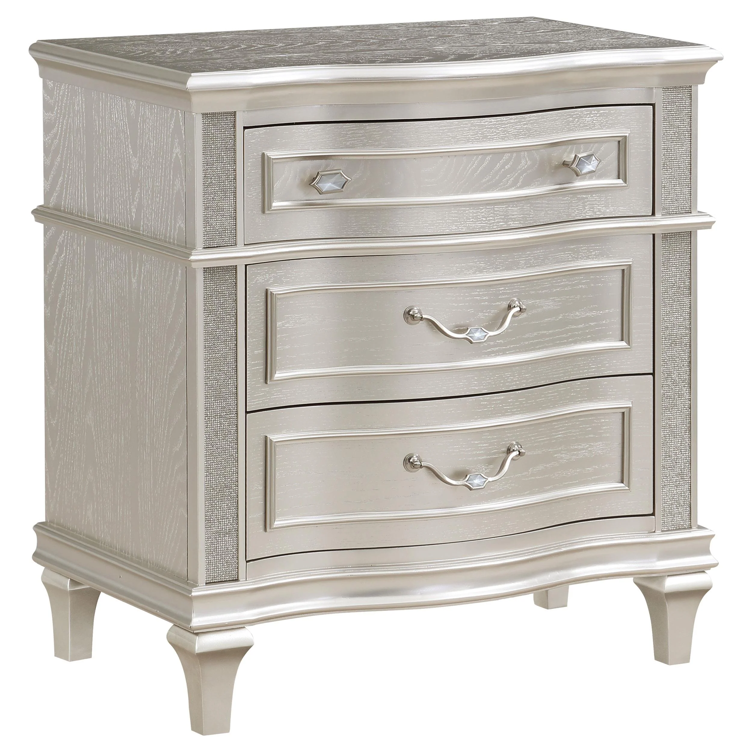 Coaster Furniture Evangeline 223392 3-Drawer Nightstand – Silver Oak