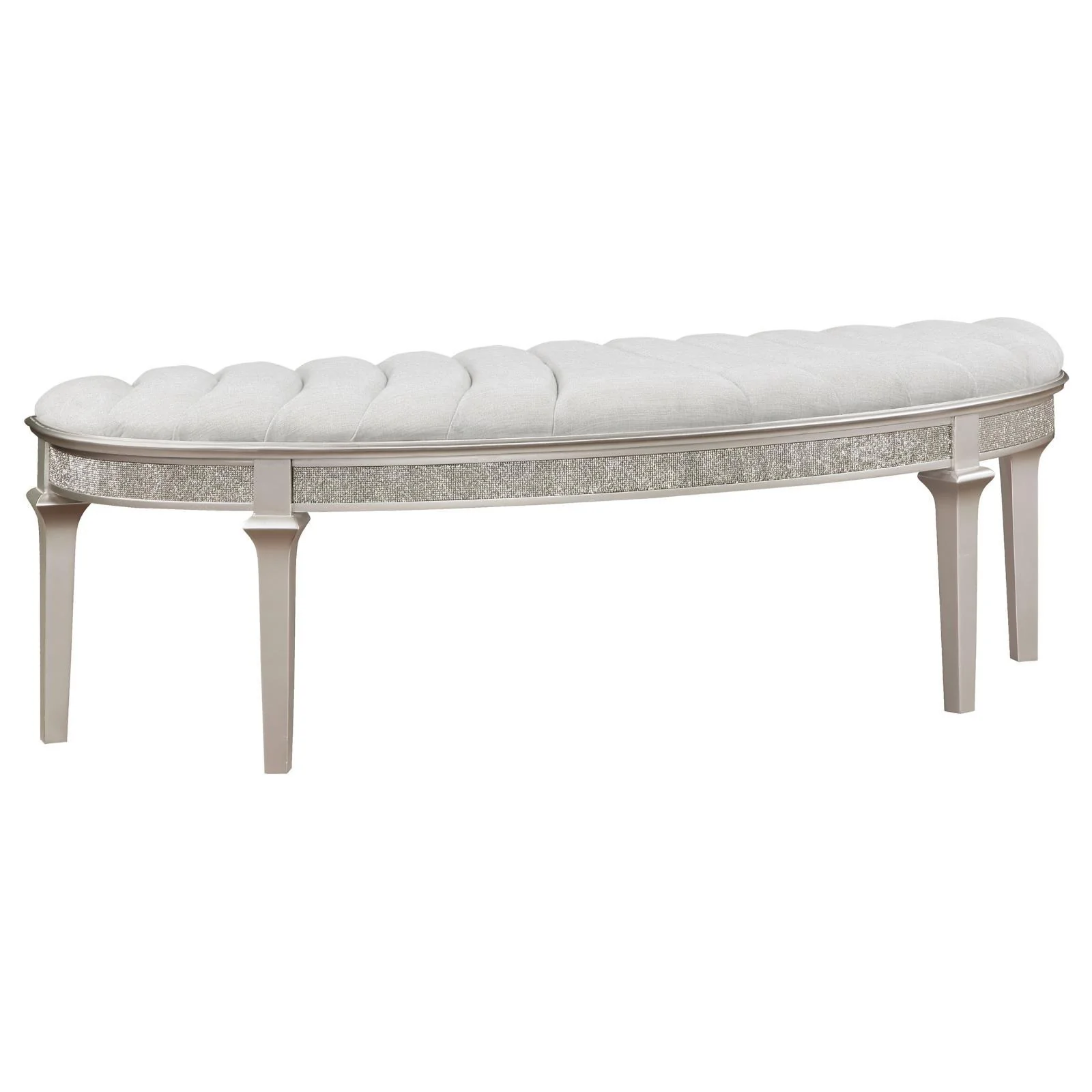 Coaster Furniture Evangeline 223396 Curved Fabric Upholstered Bench – Silver Oak