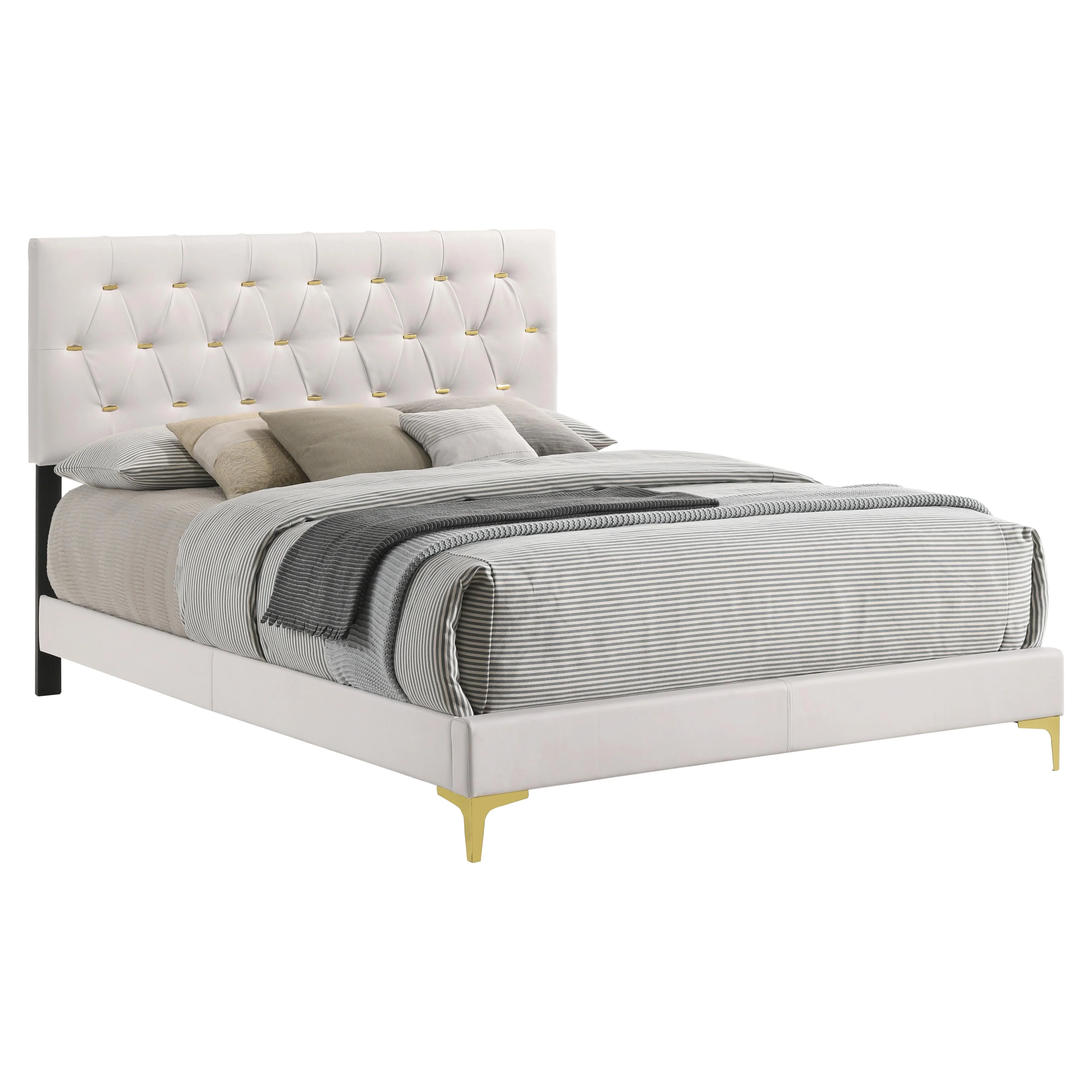 Coaster Furniture Kendall 224401Q Upholstered Queen Panel Bed - White - Image 1