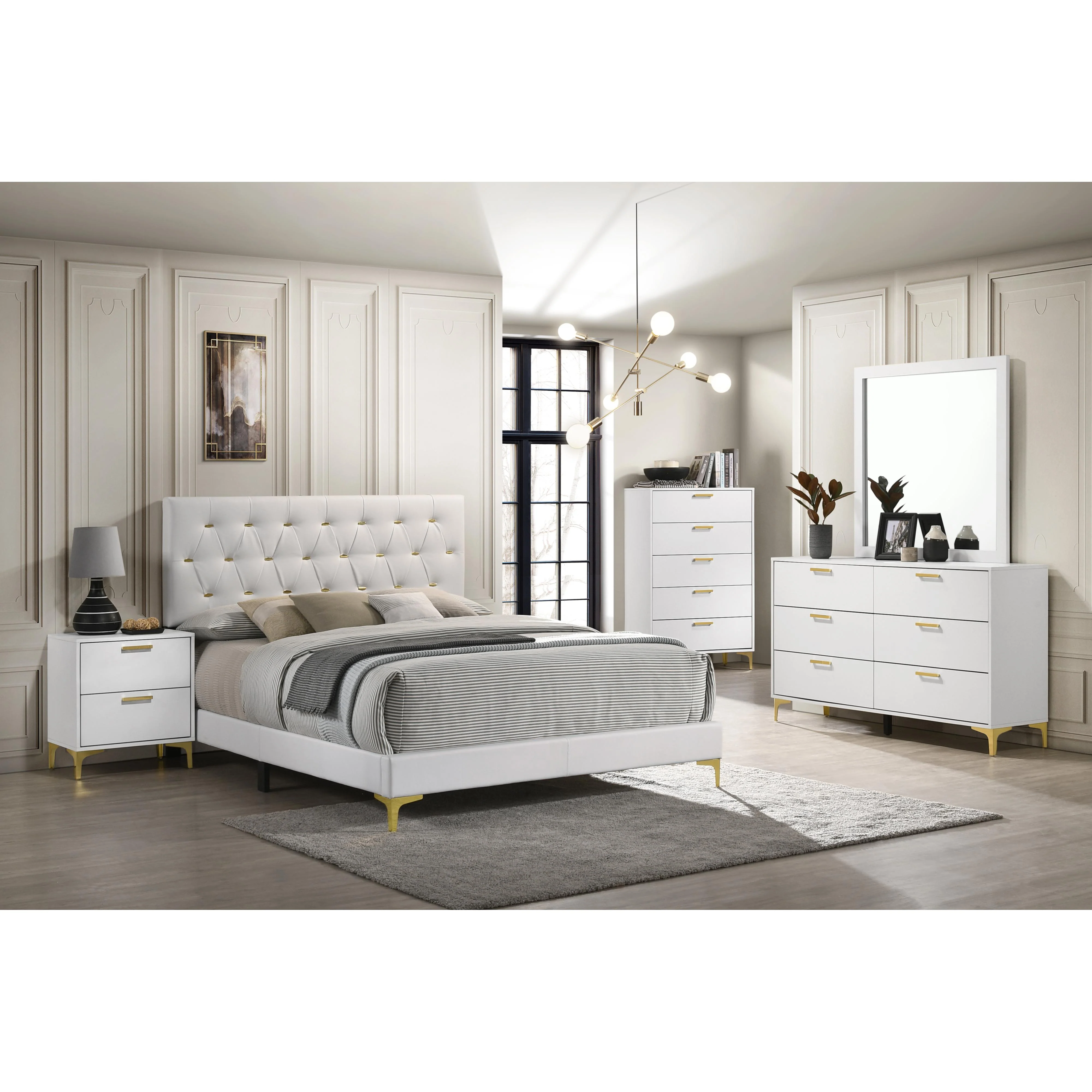 Coaster Furniture Kendall 224401Q Upholstered Queen Panel Bed - White - Image 2