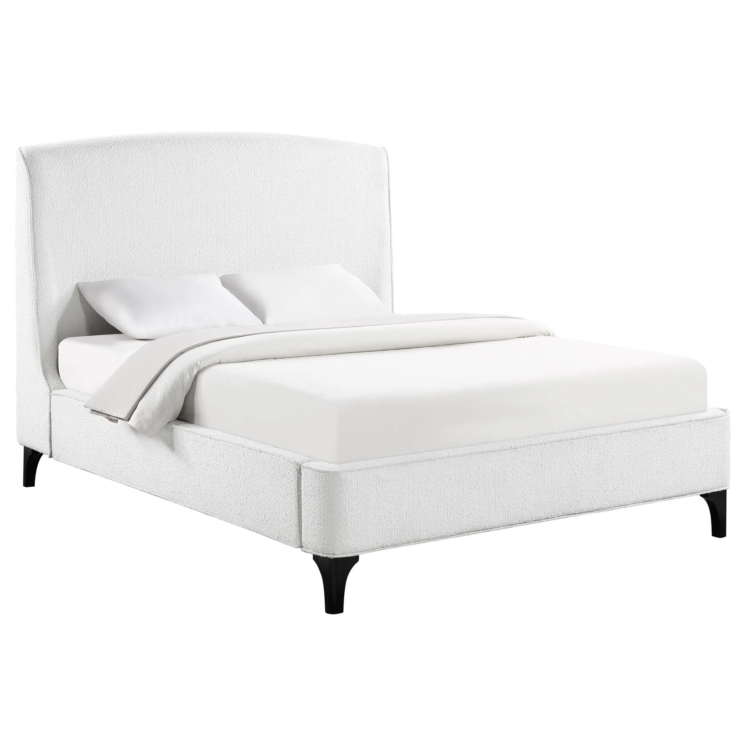 Coaster Furniture Mosby 306020Q Upholstered Queen Wingback Bed - Snow - Image 2