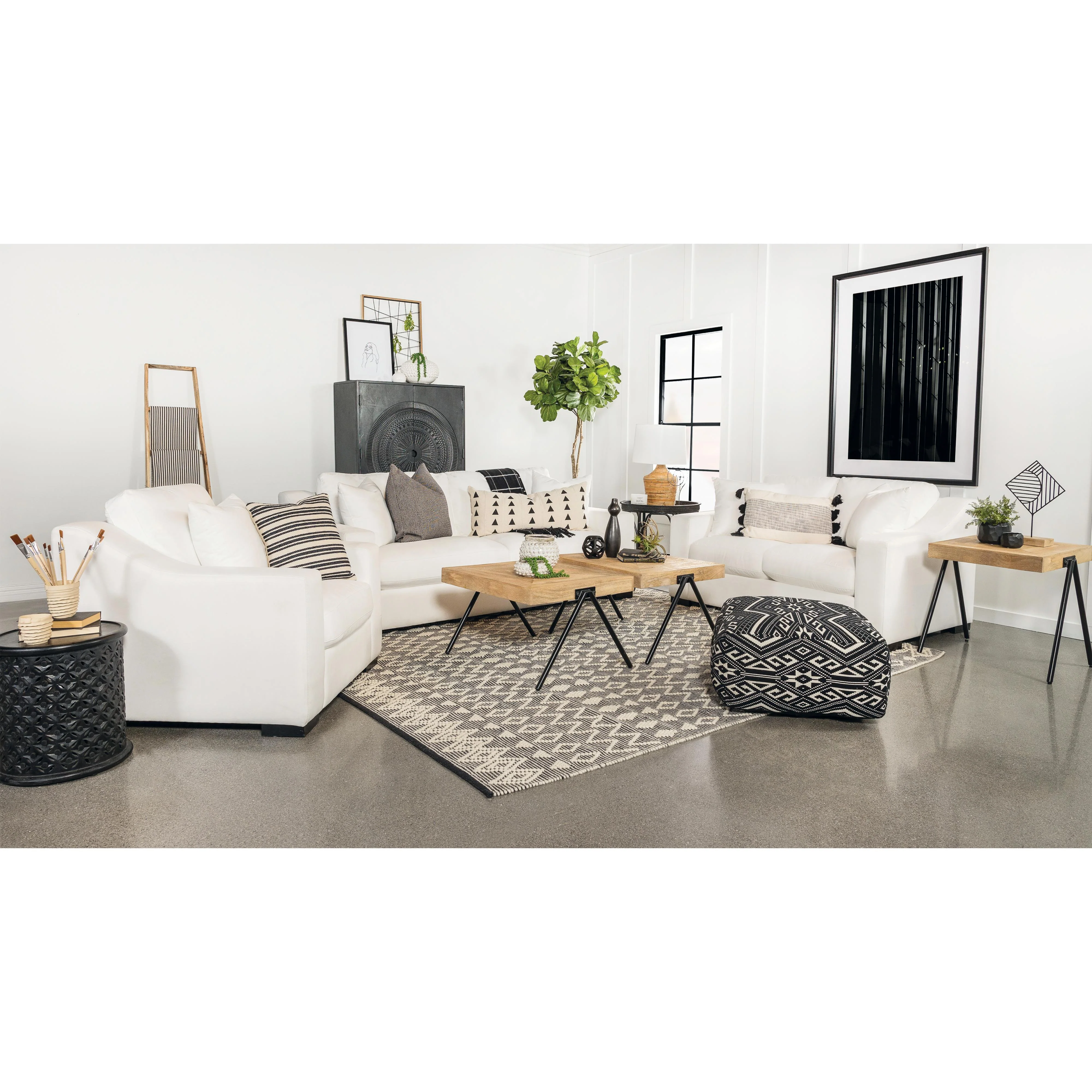 Coaster Furniture Ashlyn 509893 Upholstered Sloped Arm Accent Chair - White - Image 2