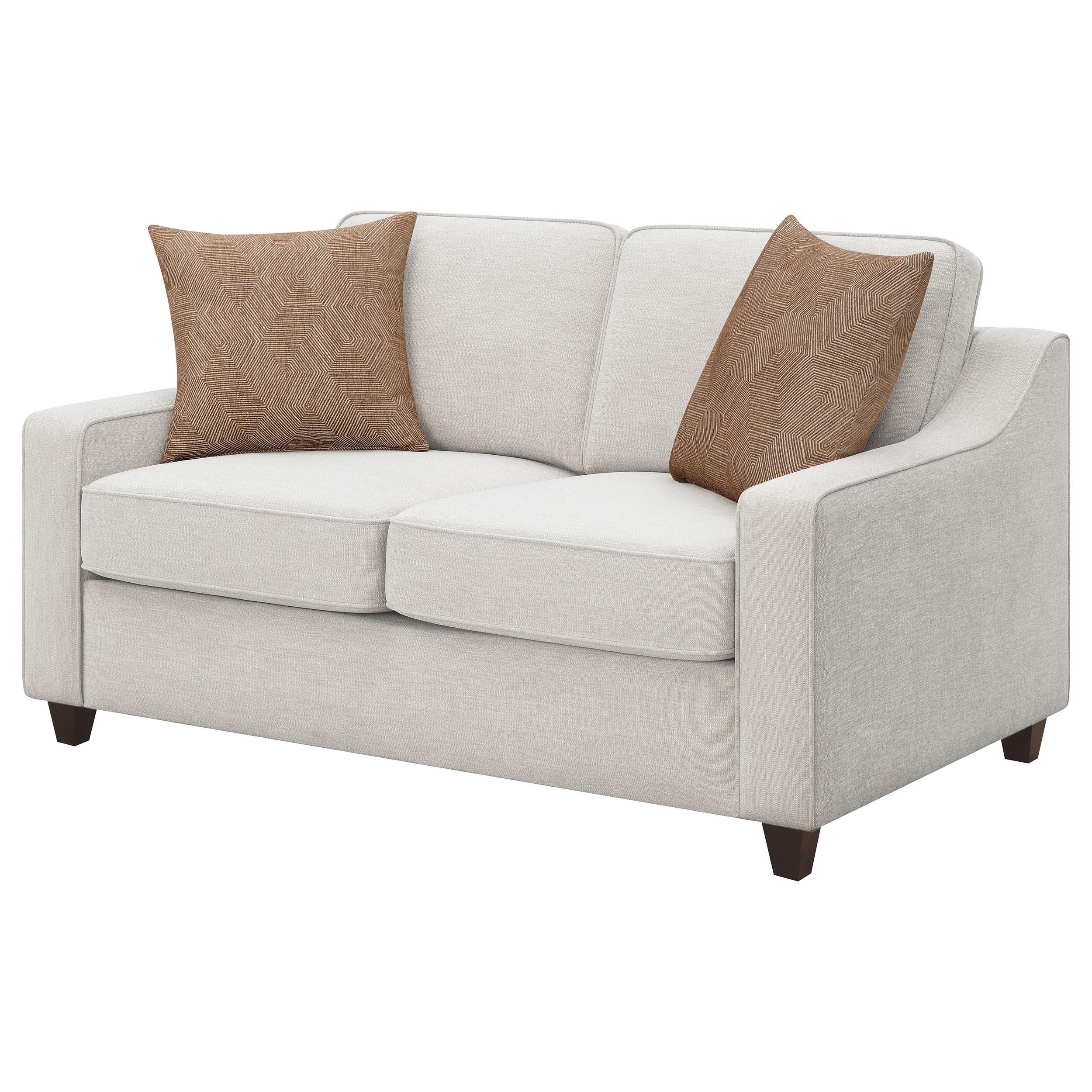 Coaster Furniture Christine 552062 Upholstered Sloped Arm Loveseat - Beige - Image 3