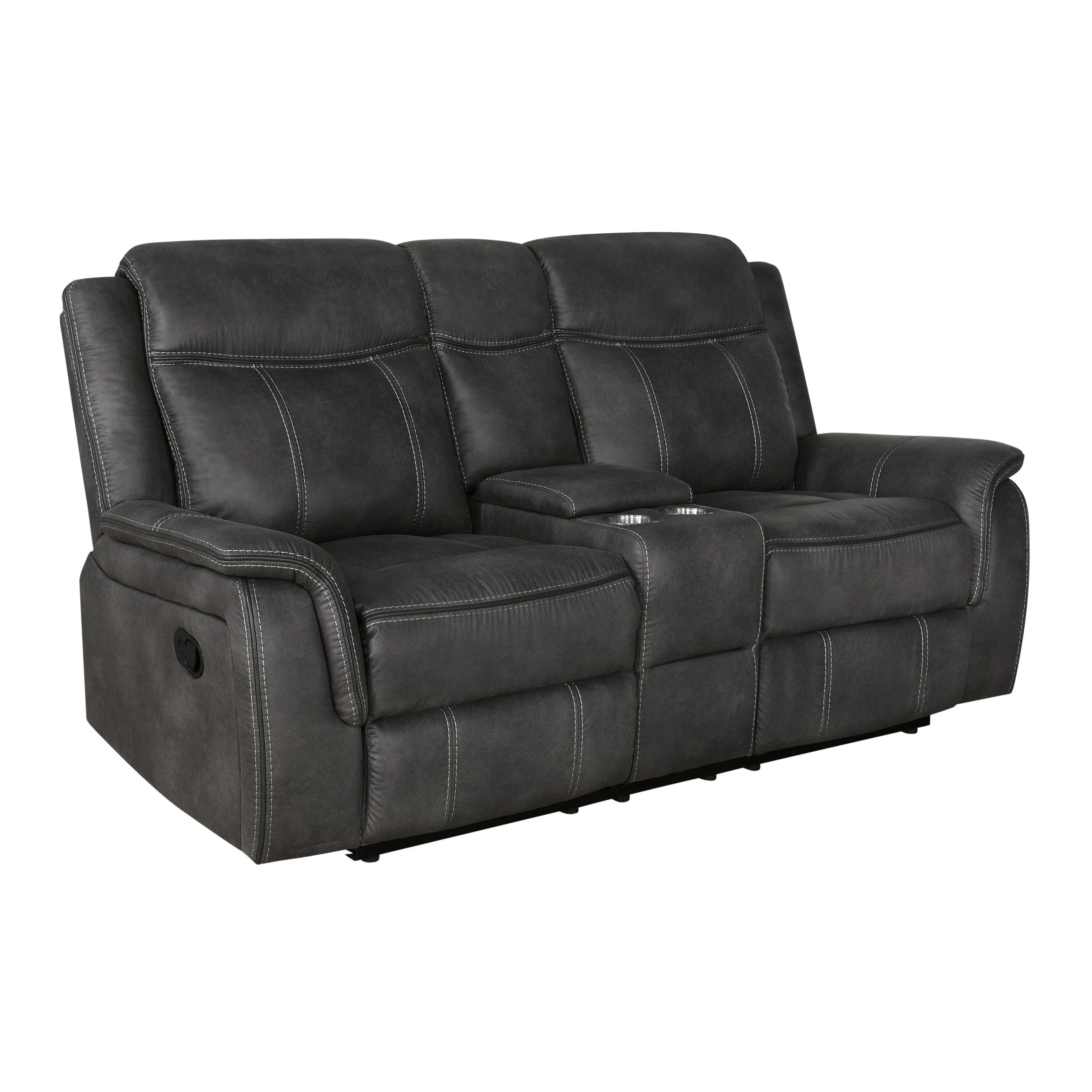 Coaster Furniture Lawrence 603505 Upholstered Padded Arm Reclining Loveseat - Charcoal - Image 1
