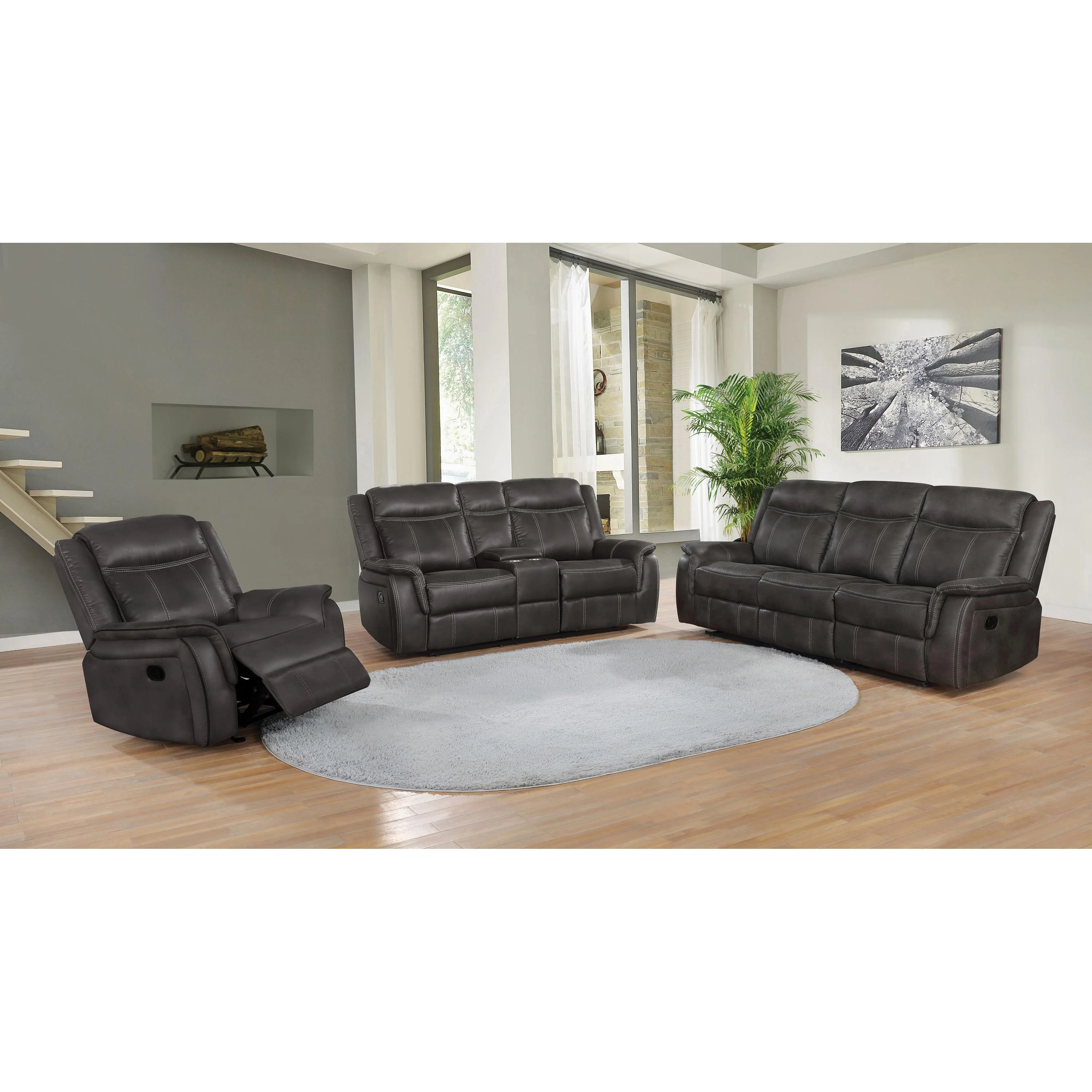 Coaster Furniture Lawrence 603506 Upholstered Padded Arm Glider Recliner - Charcoal - Image 2