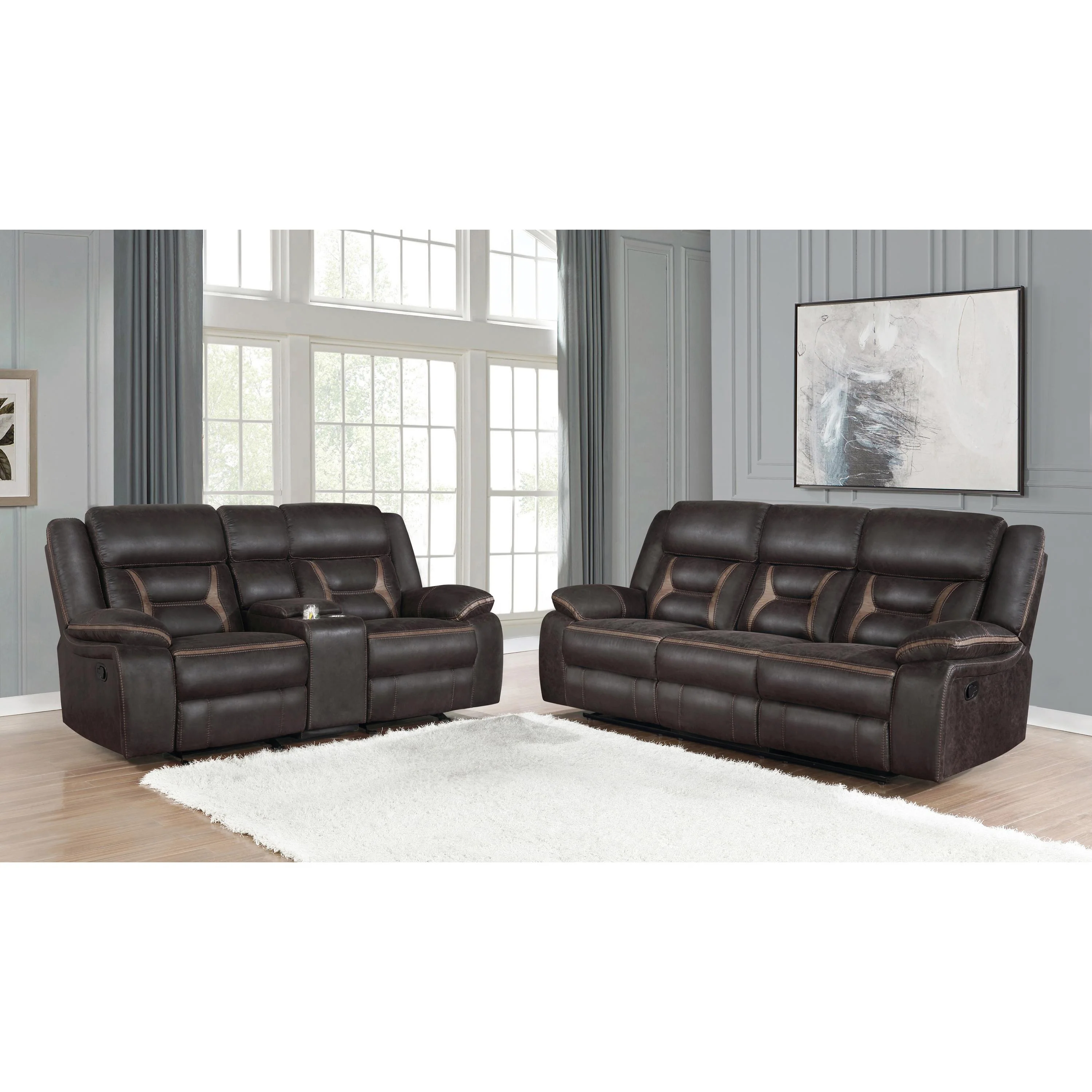 Coaster Furniture Greer 651355 Upholstered Motion Reclining Loveseat - Brown - Image 3
