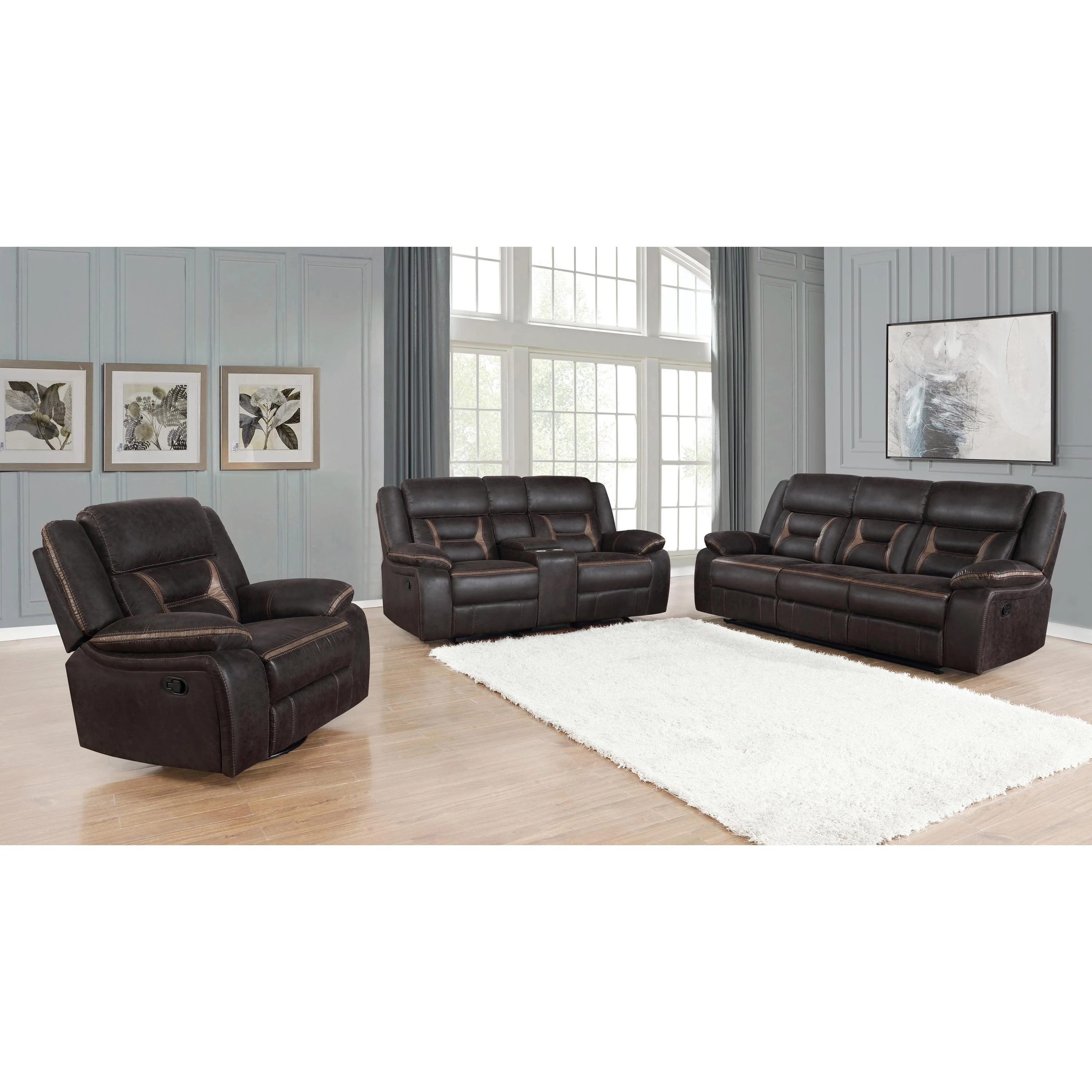 Coaster Furniture Greer 651356 Upholstered Swivel Glider Recliner Chair - Brown - Image 2