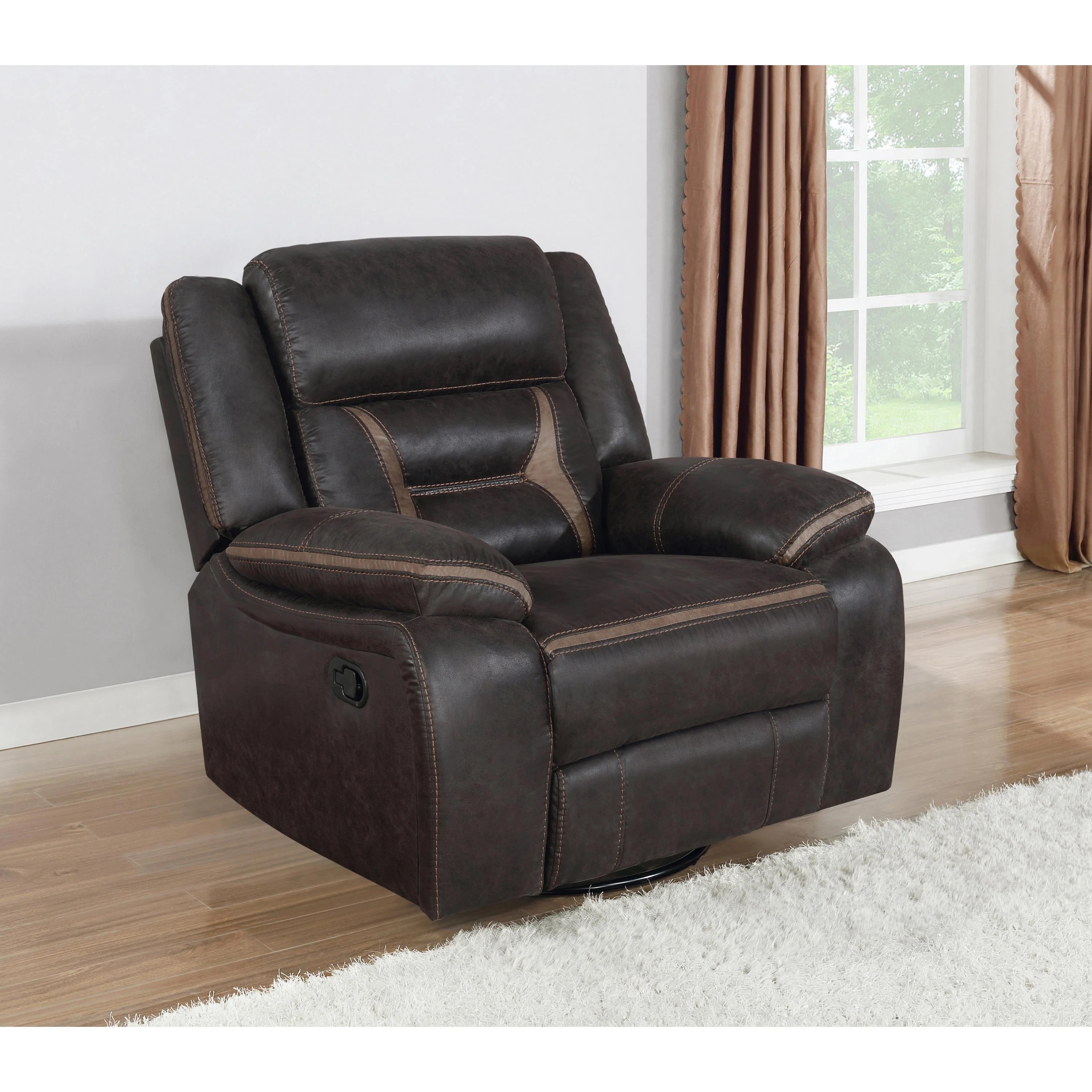 Coaster Furniture Greer 651356 Upholstered Swivel Glider Recliner Chair - Brown - Image 3