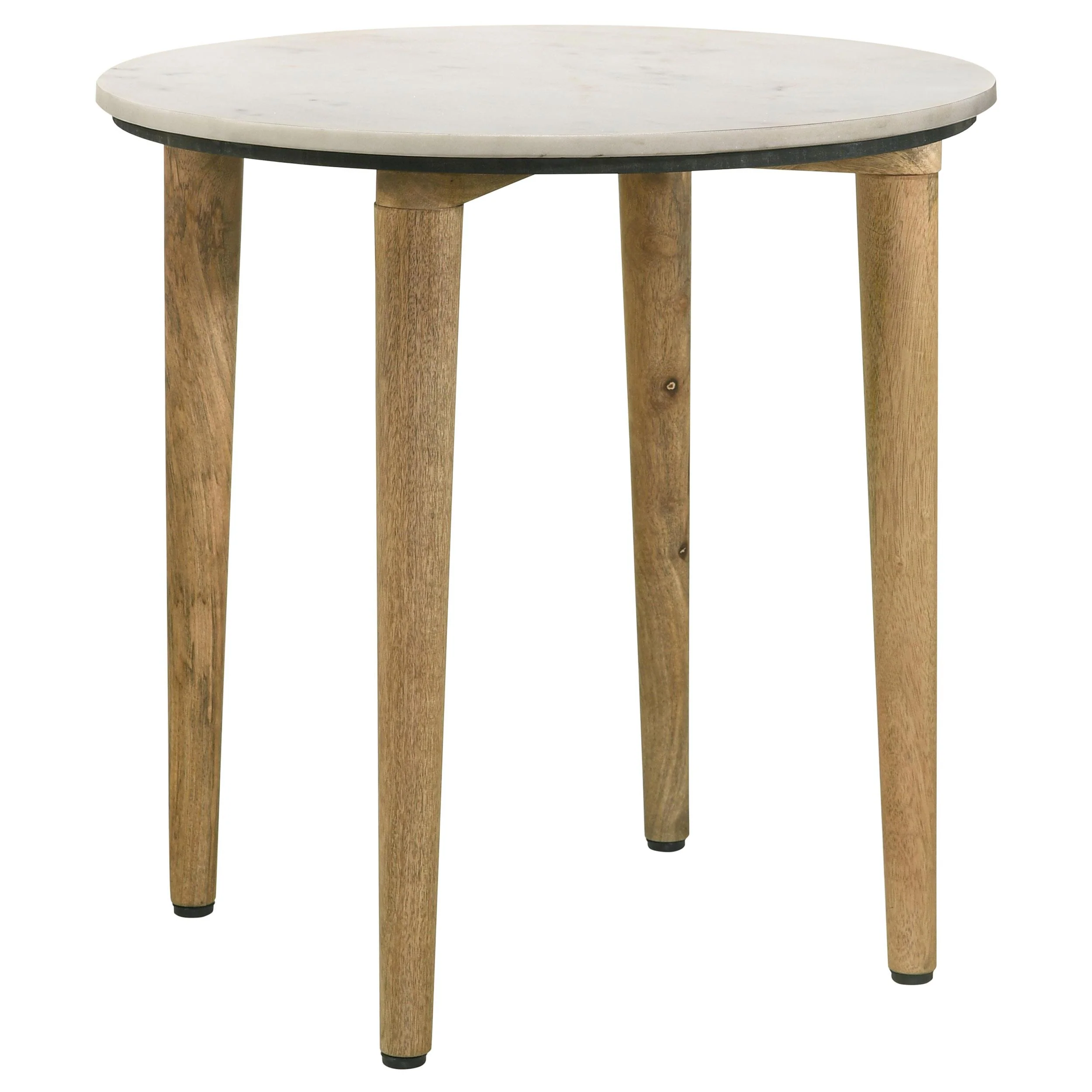 Coaster Furniture Aldis 703717 Round Marble Top Side End Table - White and Natural - Image 1