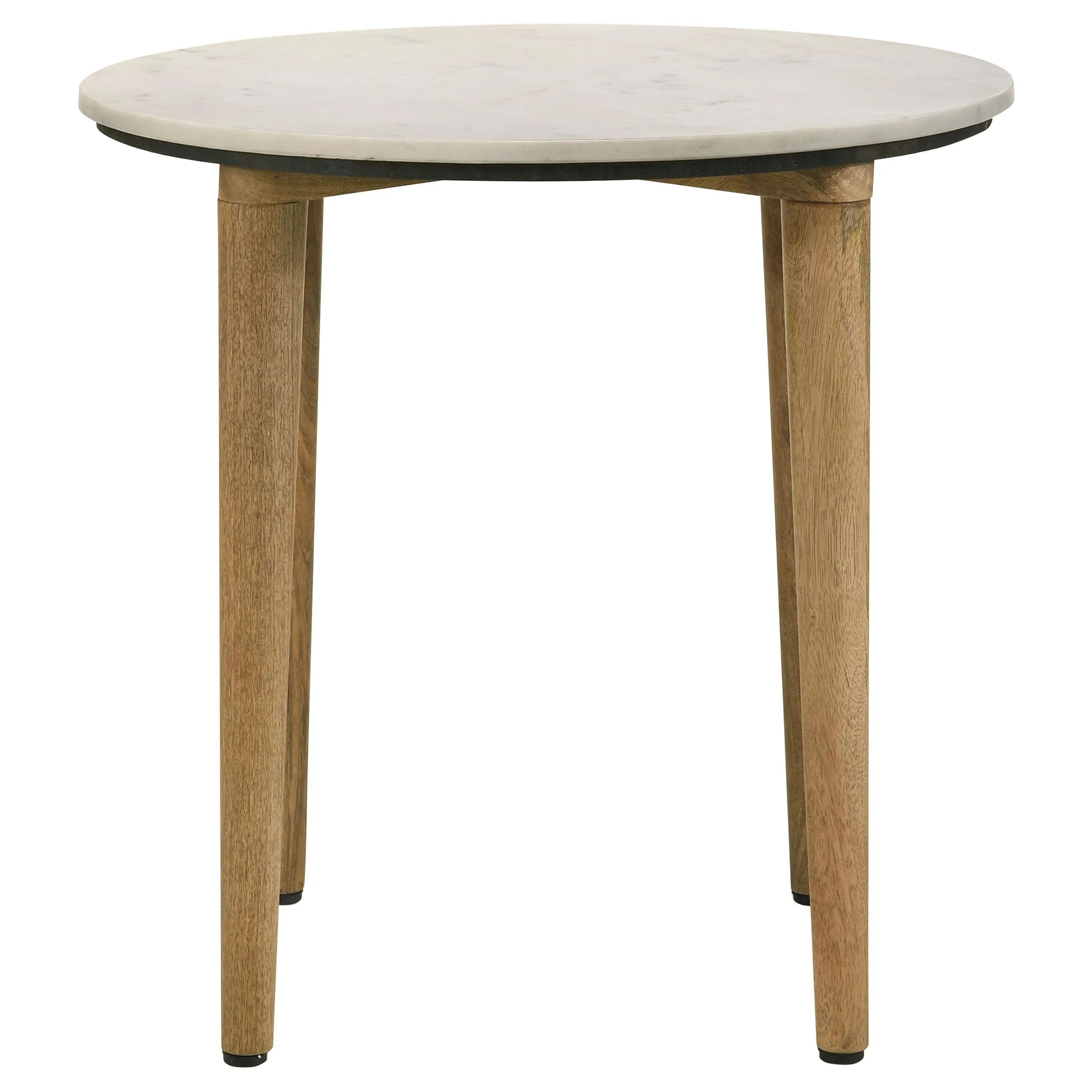 Coaster Furniture Aldis 703717 Round Marble Top Side End Table - White and Natural - Image 2