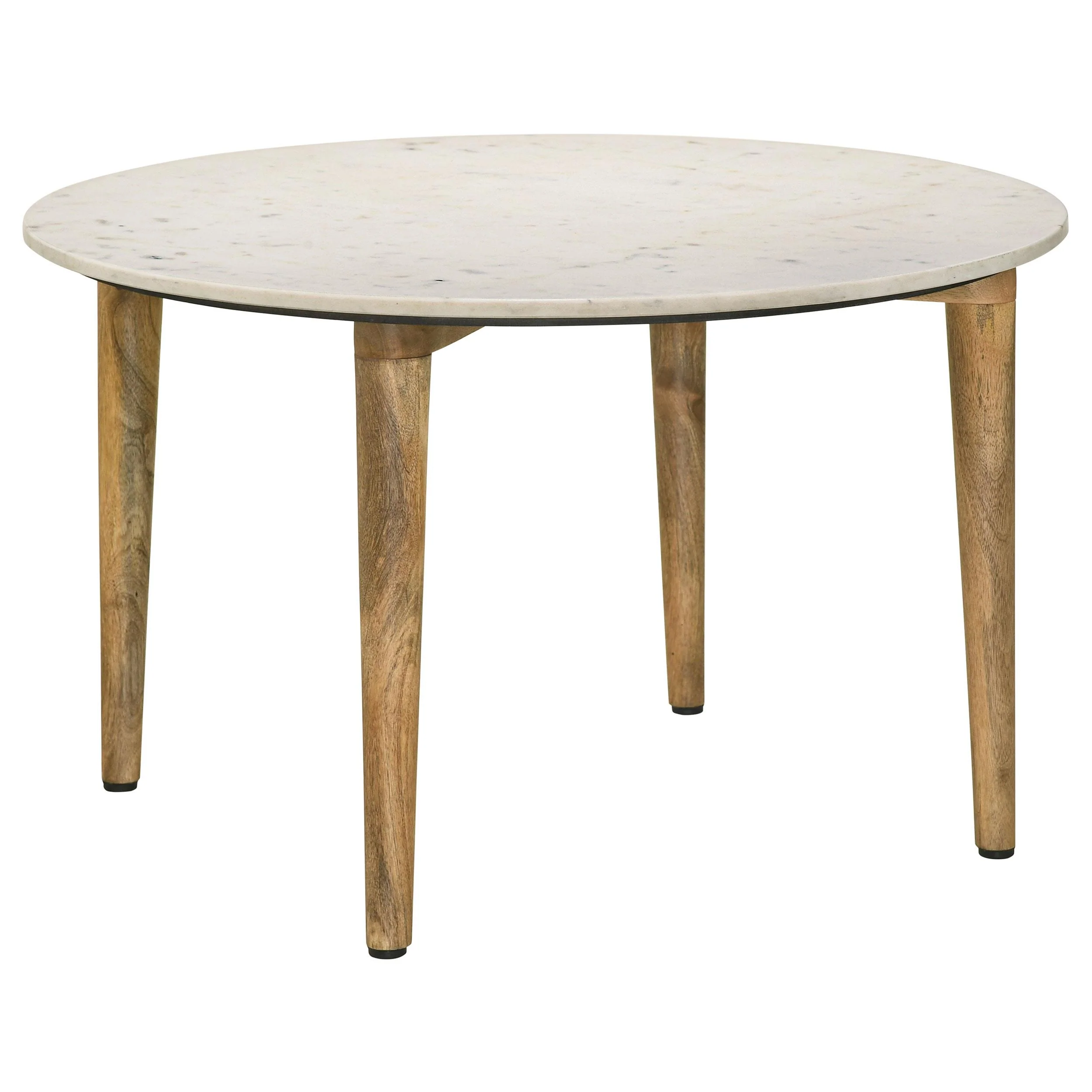 Coaster Furniture Aldis 703718 Round Marble Top Coffee Table - White and Natural - Image 1