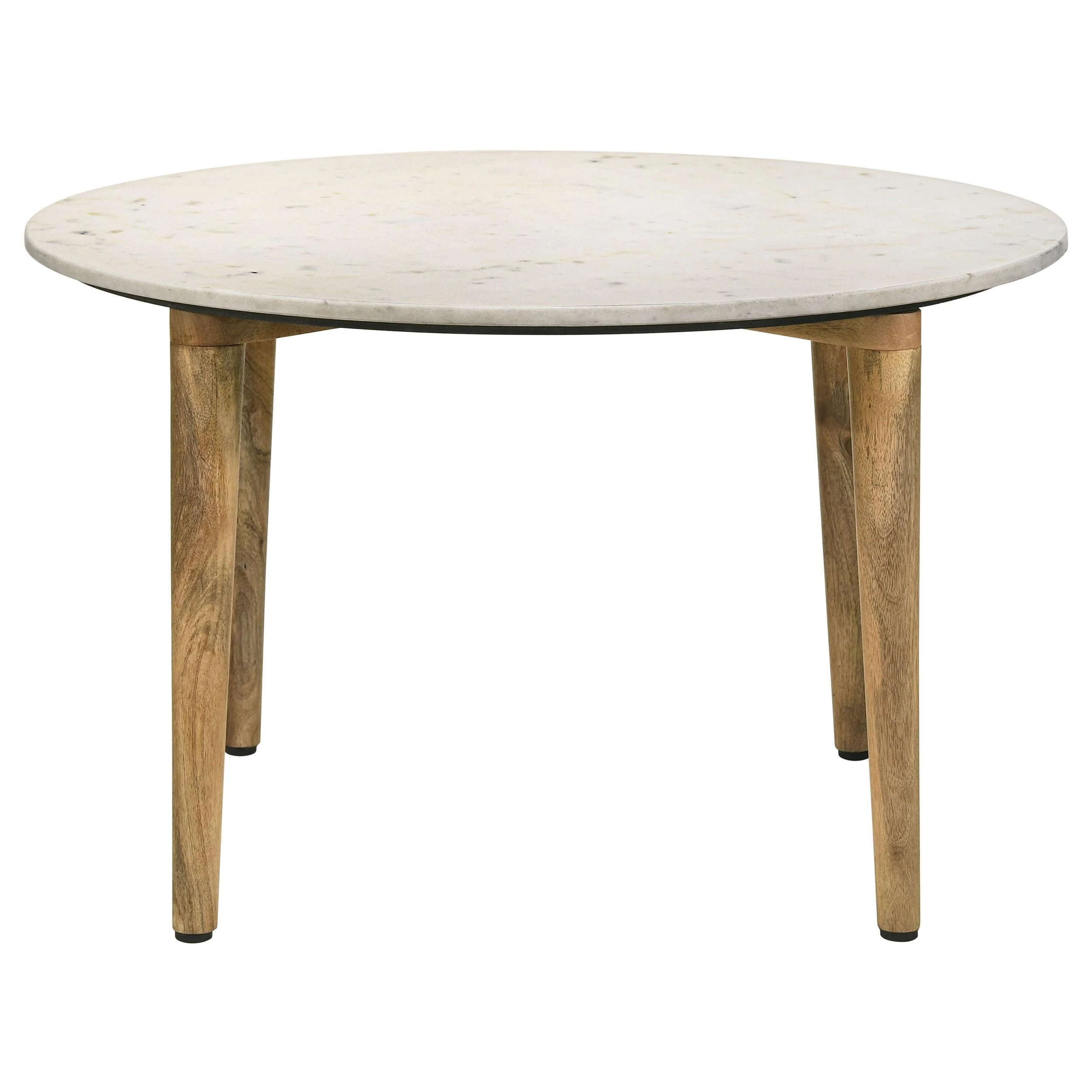 Coaster Furniture Aldis 703718 Round Marble Top Coffee Table - White and Natural - Image 2